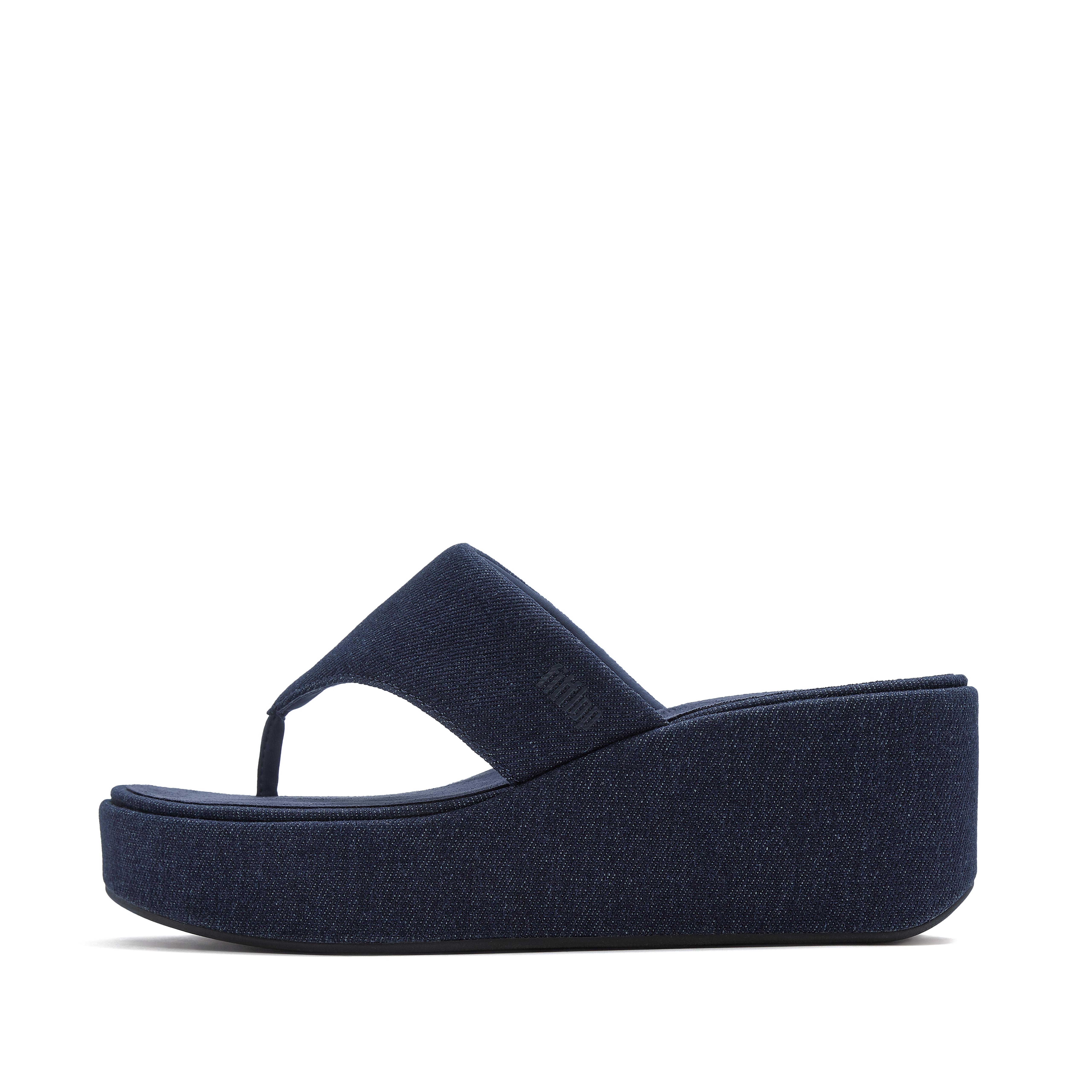 Fit Flop   Platfforms  Wedge Toe-Post Sandals  Denim Polyester-Cotton in Women's size  5