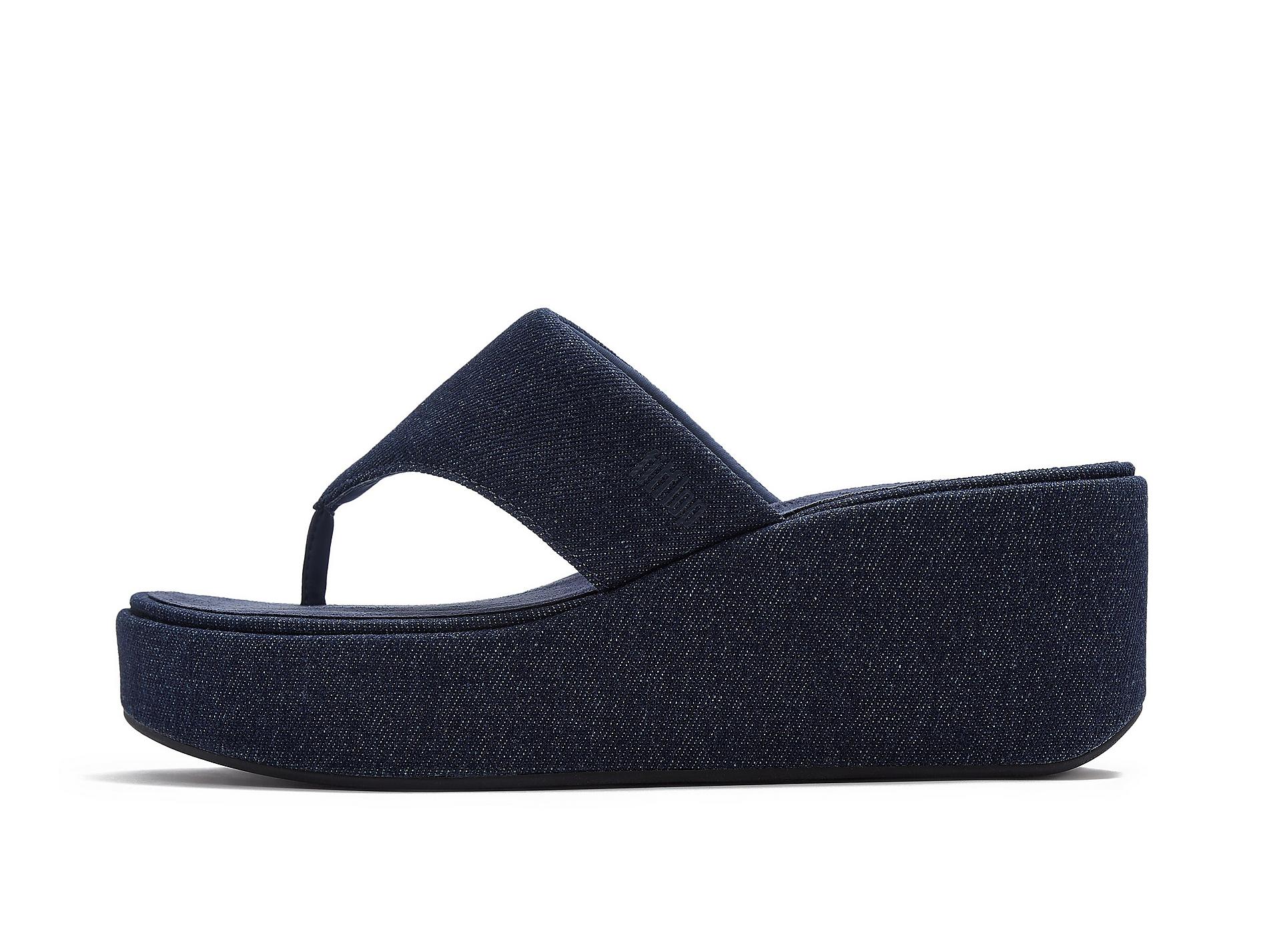 PLATFFORMS Denim Wedge Toe-Post Sandals
