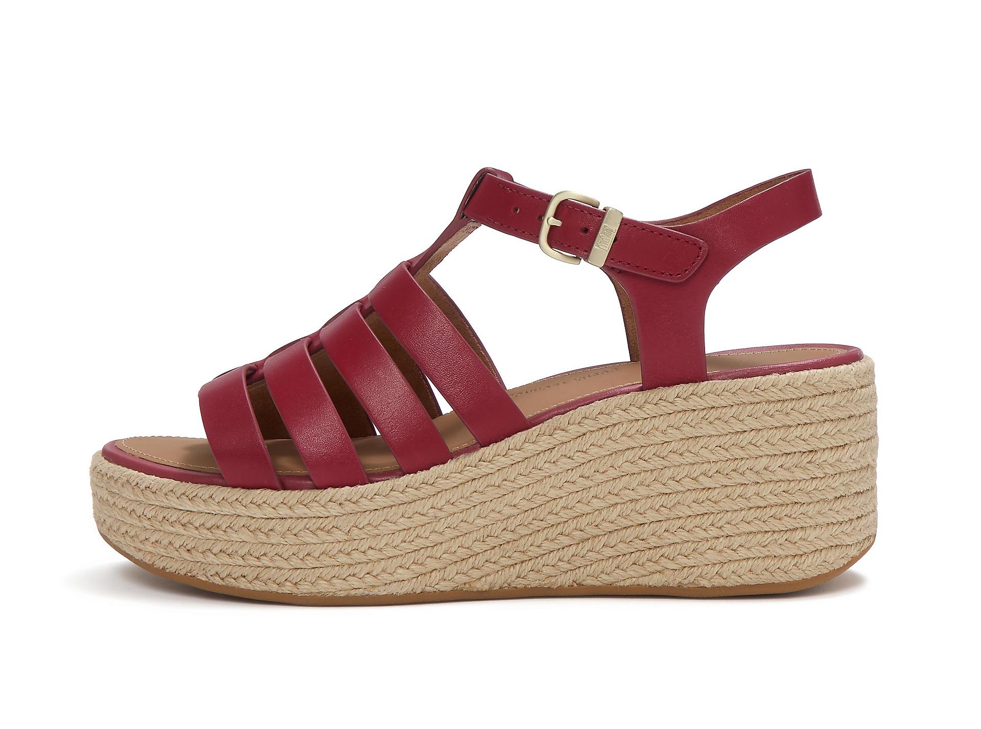PLATFFORMS Espadrille Leather Fisherman Wedge Sandals