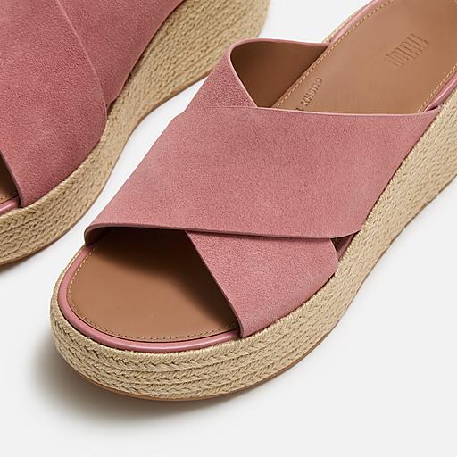 Women FitFlop Suede Olive Green Criss Cross Wedge Sandals main image 1