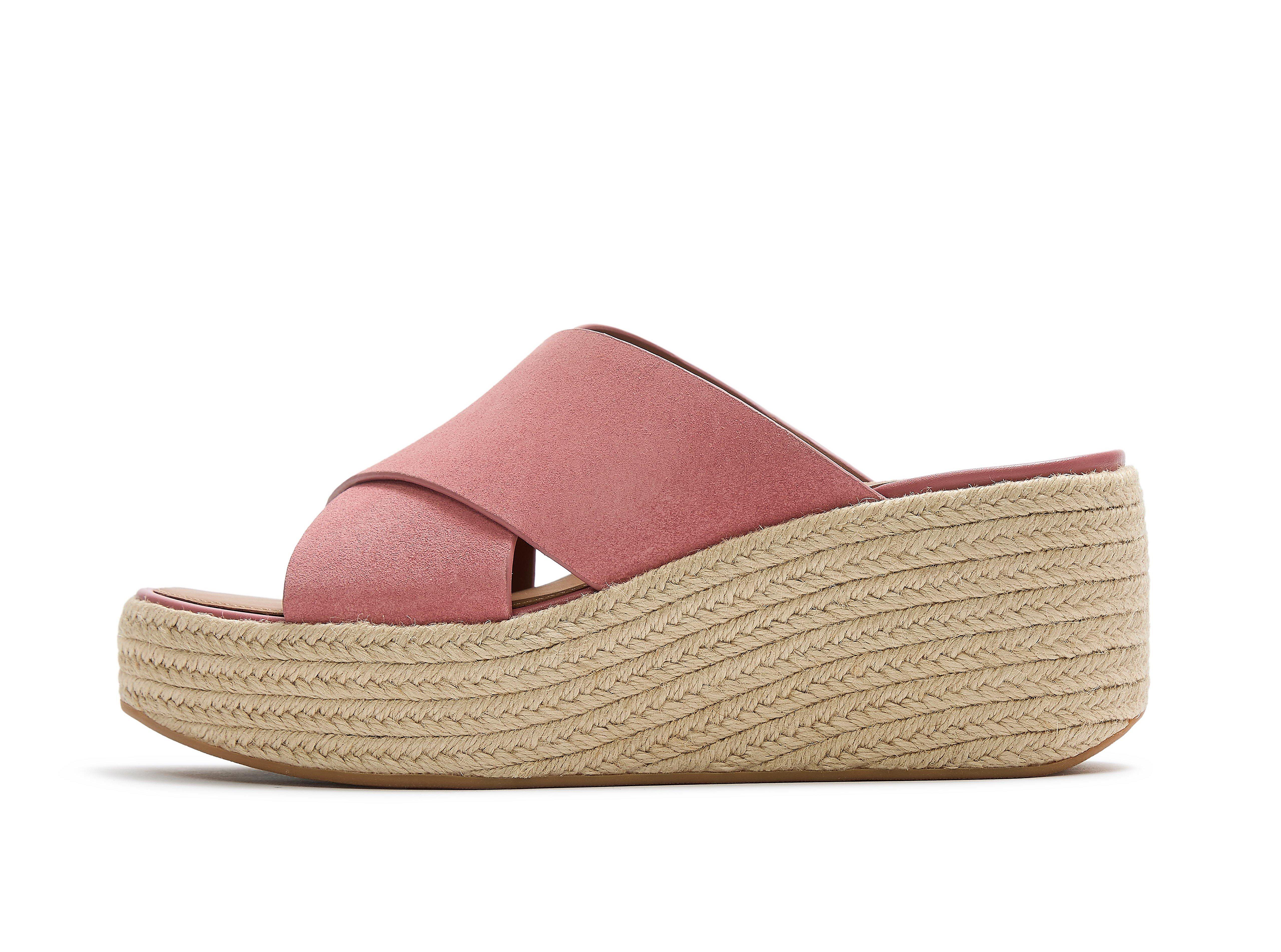 PLATFFORMS Ciabatte a Zeppa Espadrillas in Camoscio con Fascette Incrociate