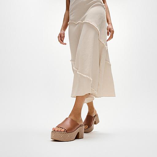 Women's Platfform Graphic-Weave Leather Slides | FitFlop US