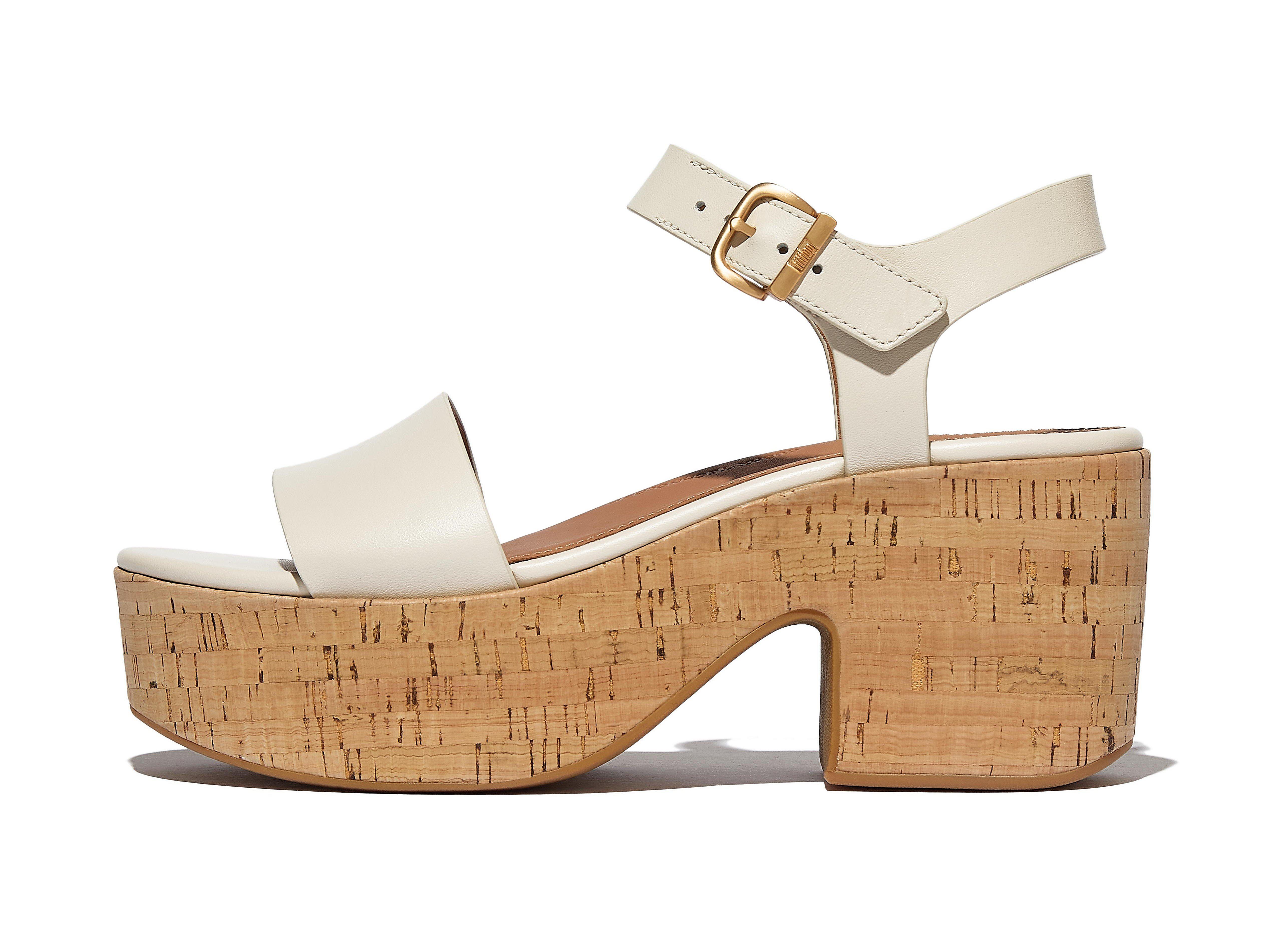 PLATFFORMS Leather/Cork Heeled Ankle-Strap Sandals - From FitFlop UK
