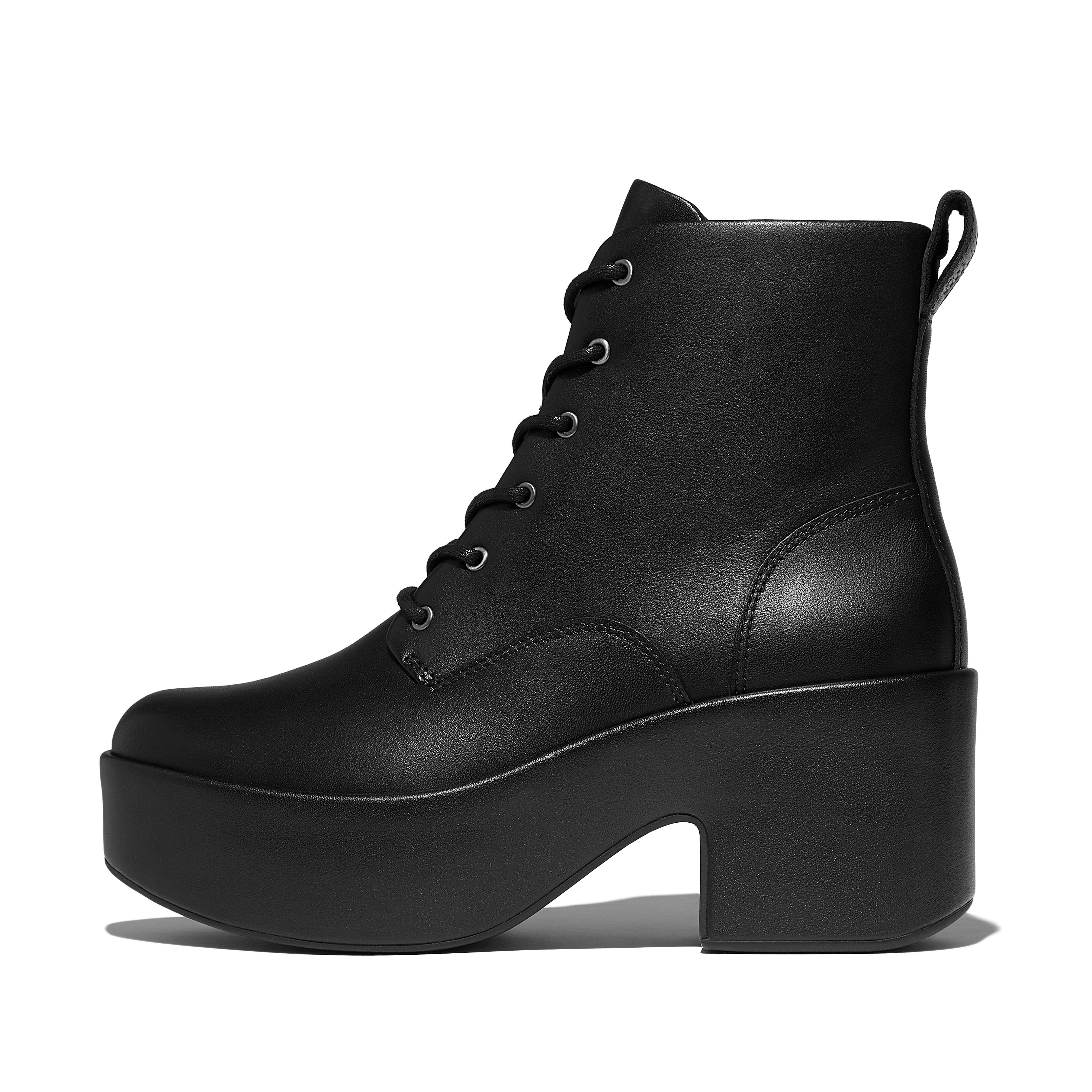 PLATFFORMS Leather Heeled Lace-Up Boots