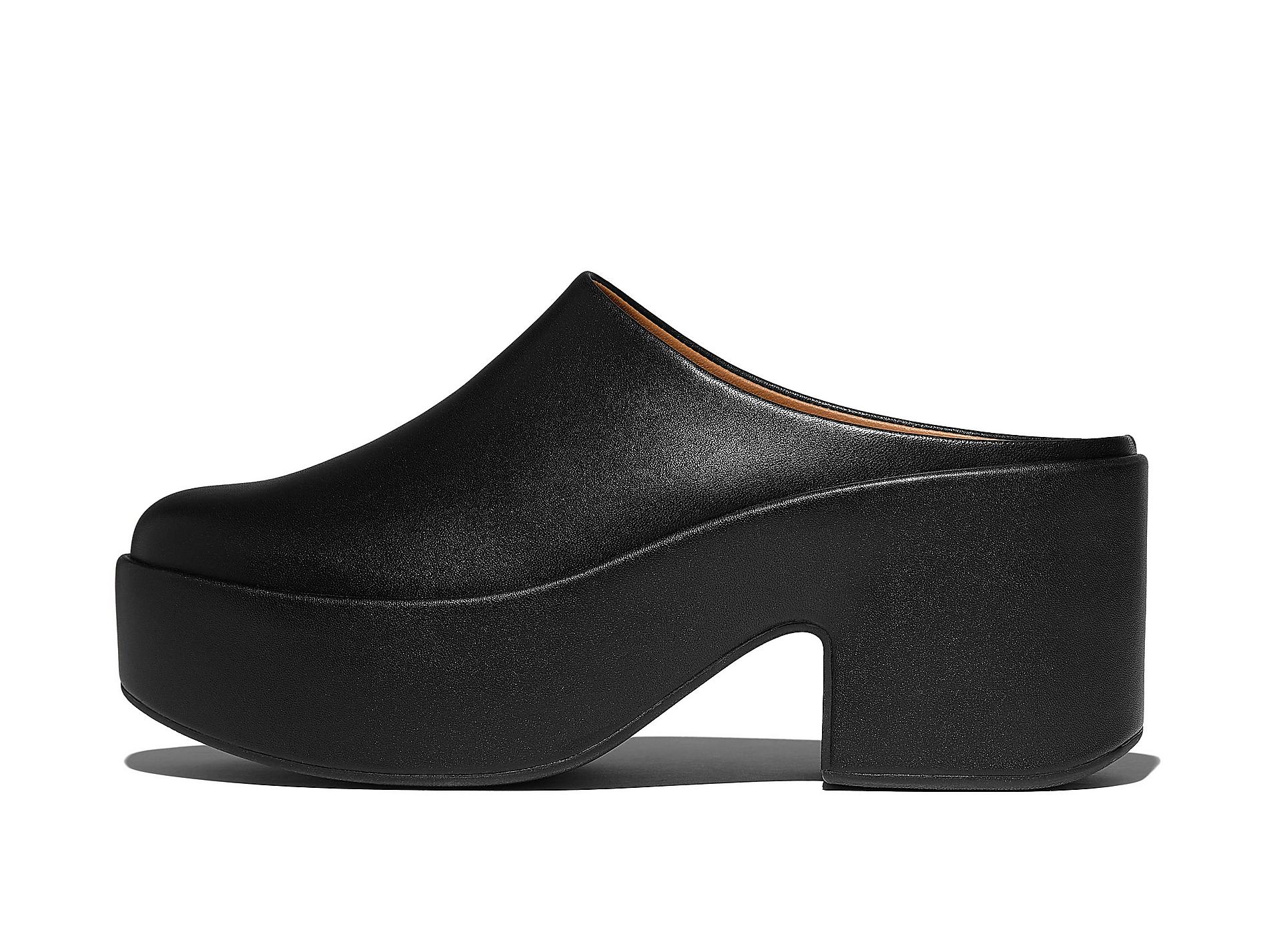PLATFFORMS Leather Heeled Mules