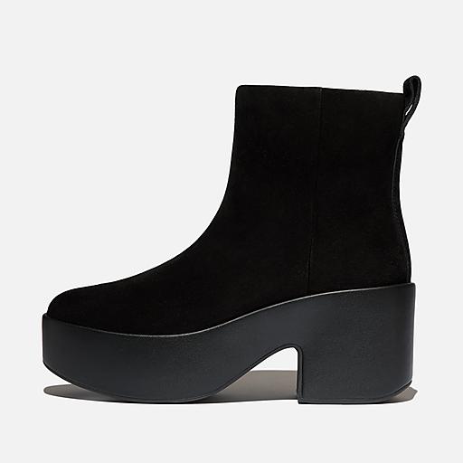 PLATFFORMS Suede Heeled Ankle Boots