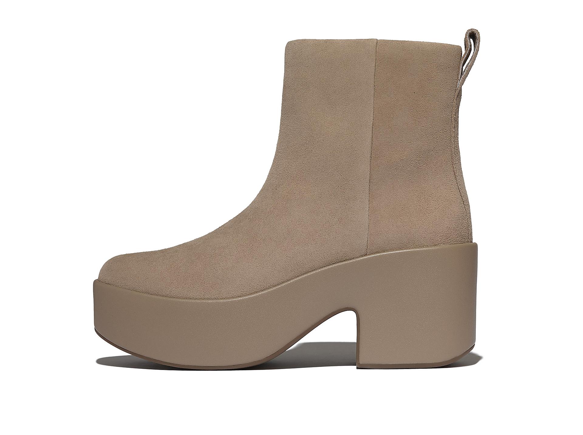 PLATFFORMS Suede Heeled Ankle Boots