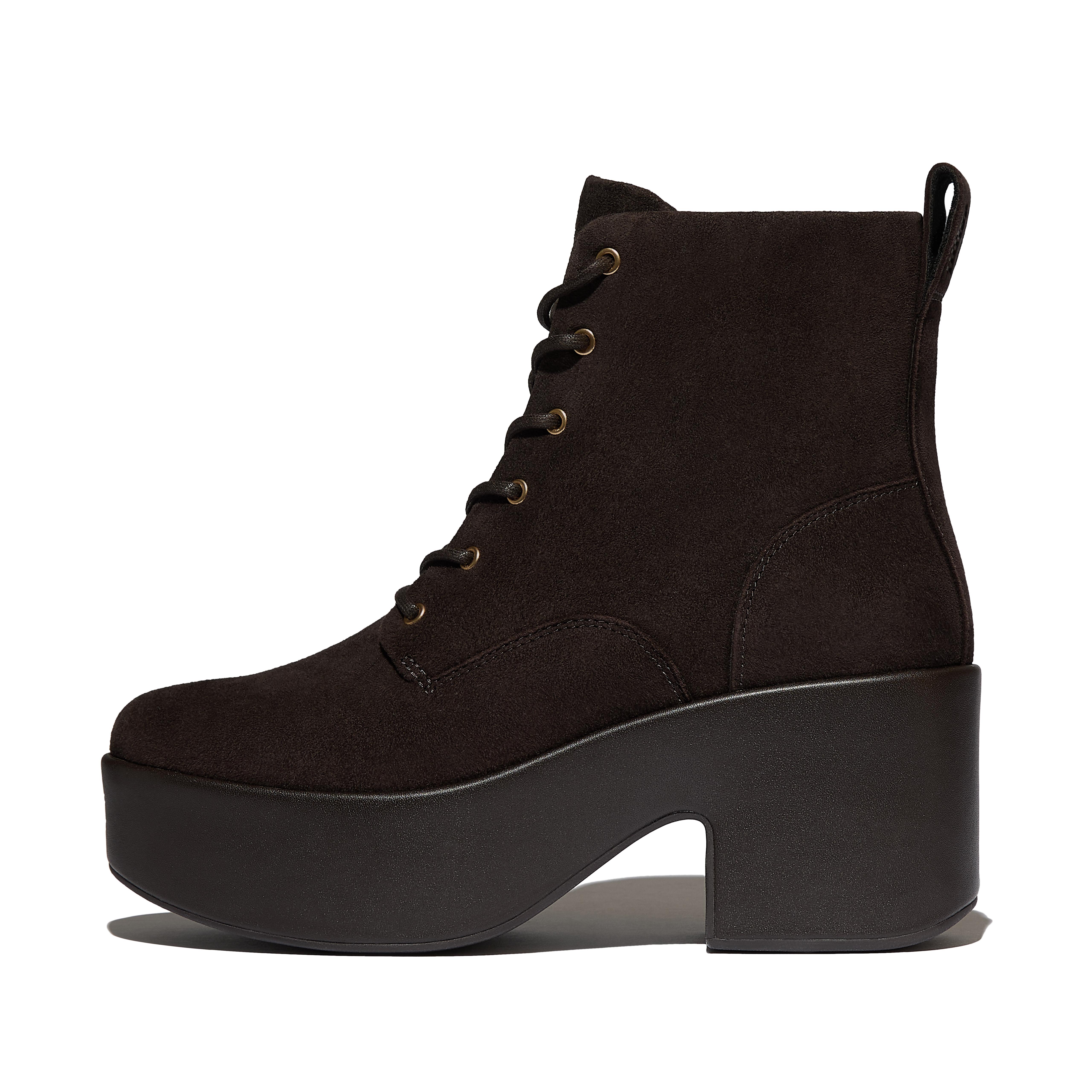 Platfforms Suede Heeled Lace-Up Boots