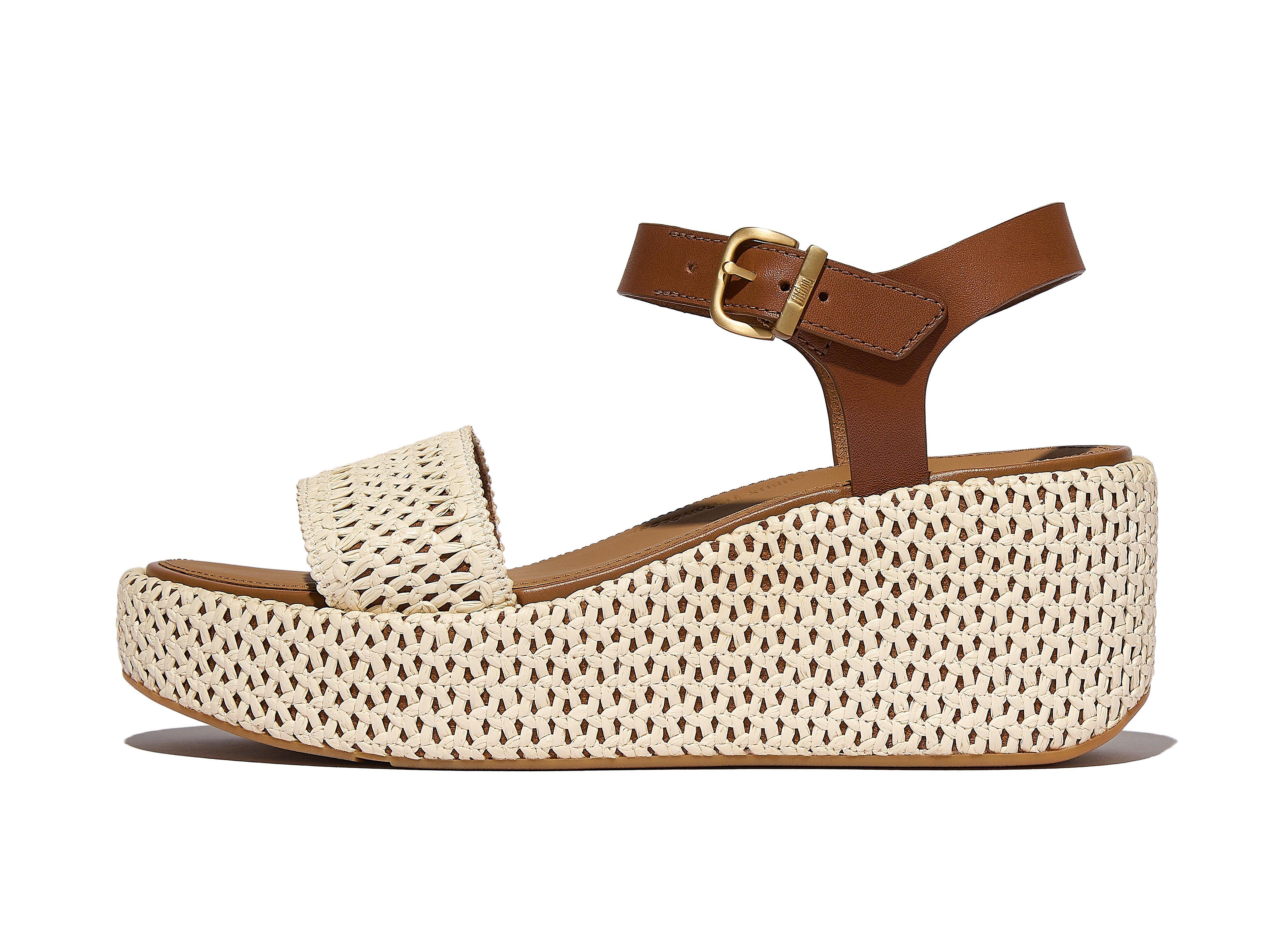 PLATFFORMS Woven Wedge Ankle-Strap Sandals
