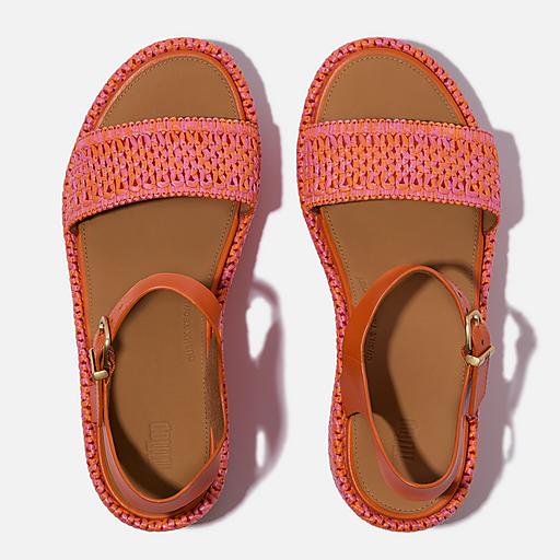 Women's Platfform Faux-Raffia-Leather Back-Strap-Sandals
