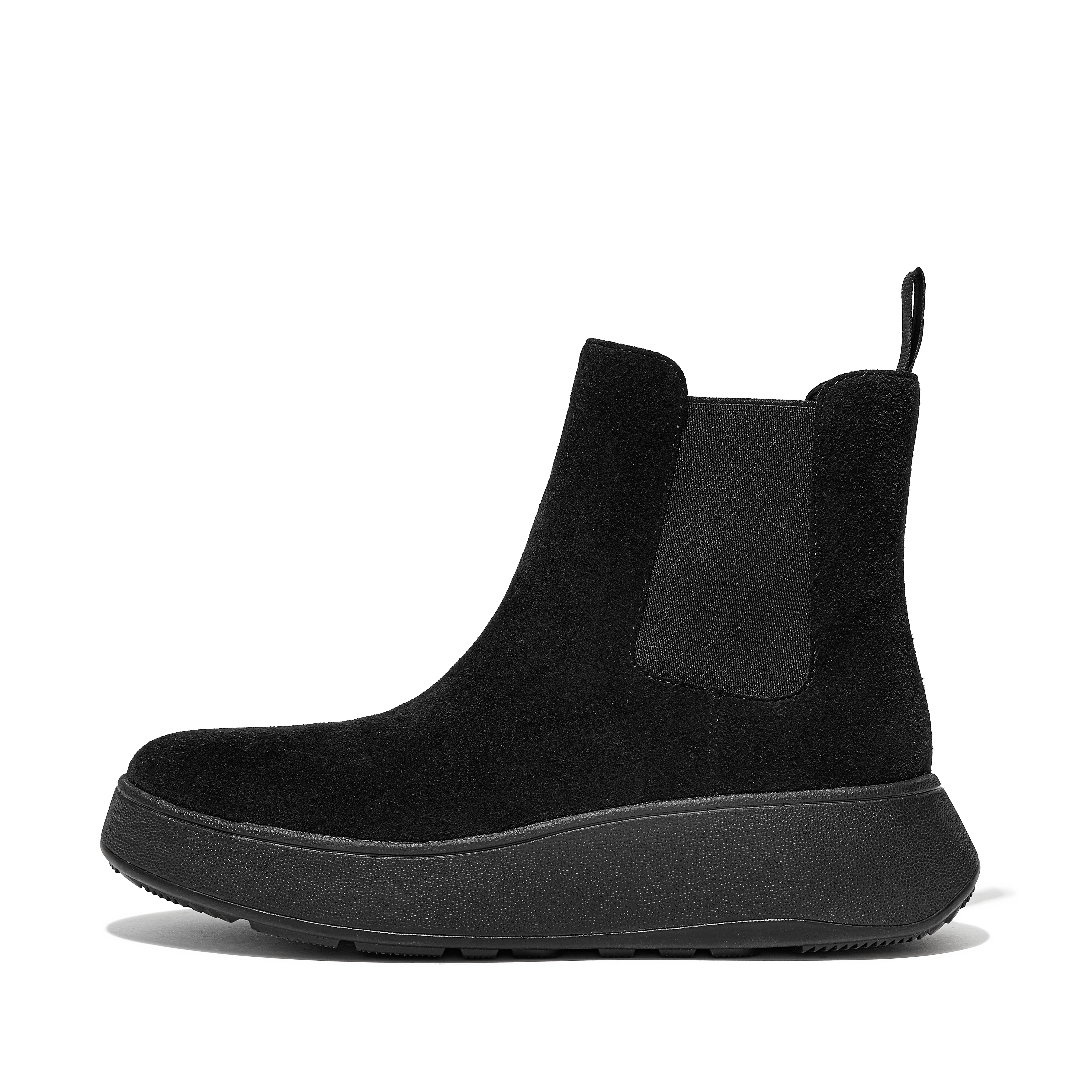 Fitflop Suede Flatform Chelsea Boots,All Black