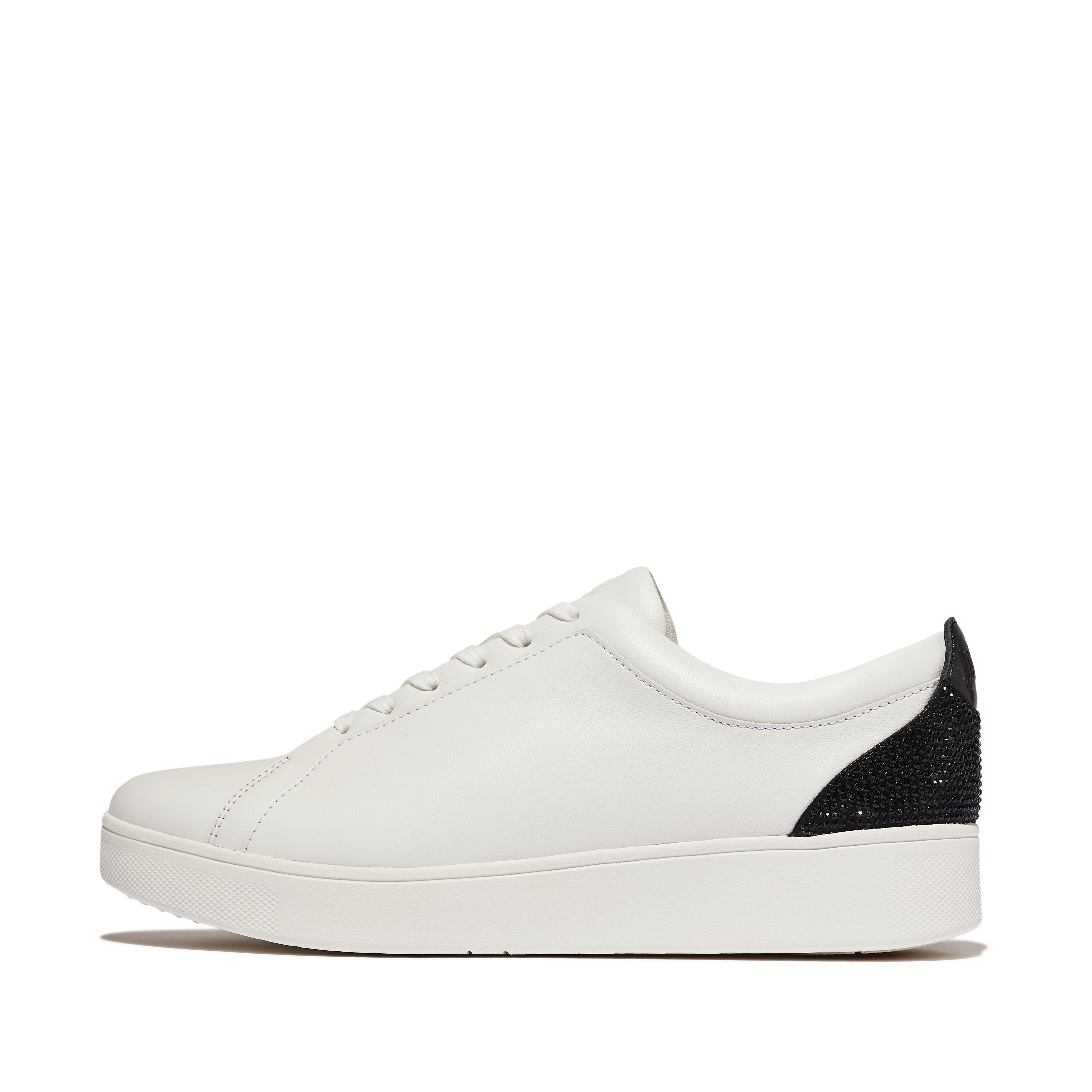 Women RALLY Crystal-Backtab Leather Trainers Leather Crystal Covered Microfibre