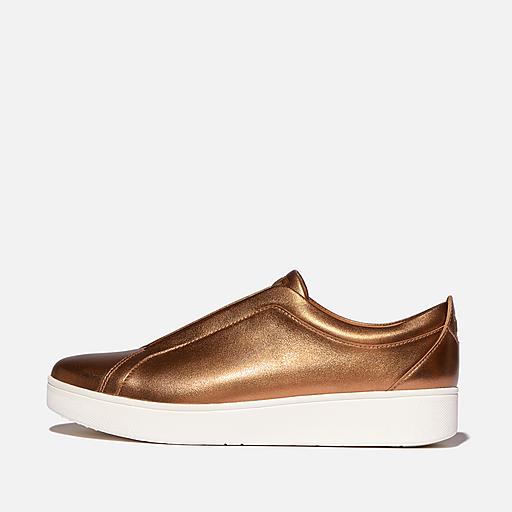 FitFlop RALLY Leather Slip-On Sneakers ☆ フィットフロップ RALLY-ELASTIC-METALLIC-LEATHER