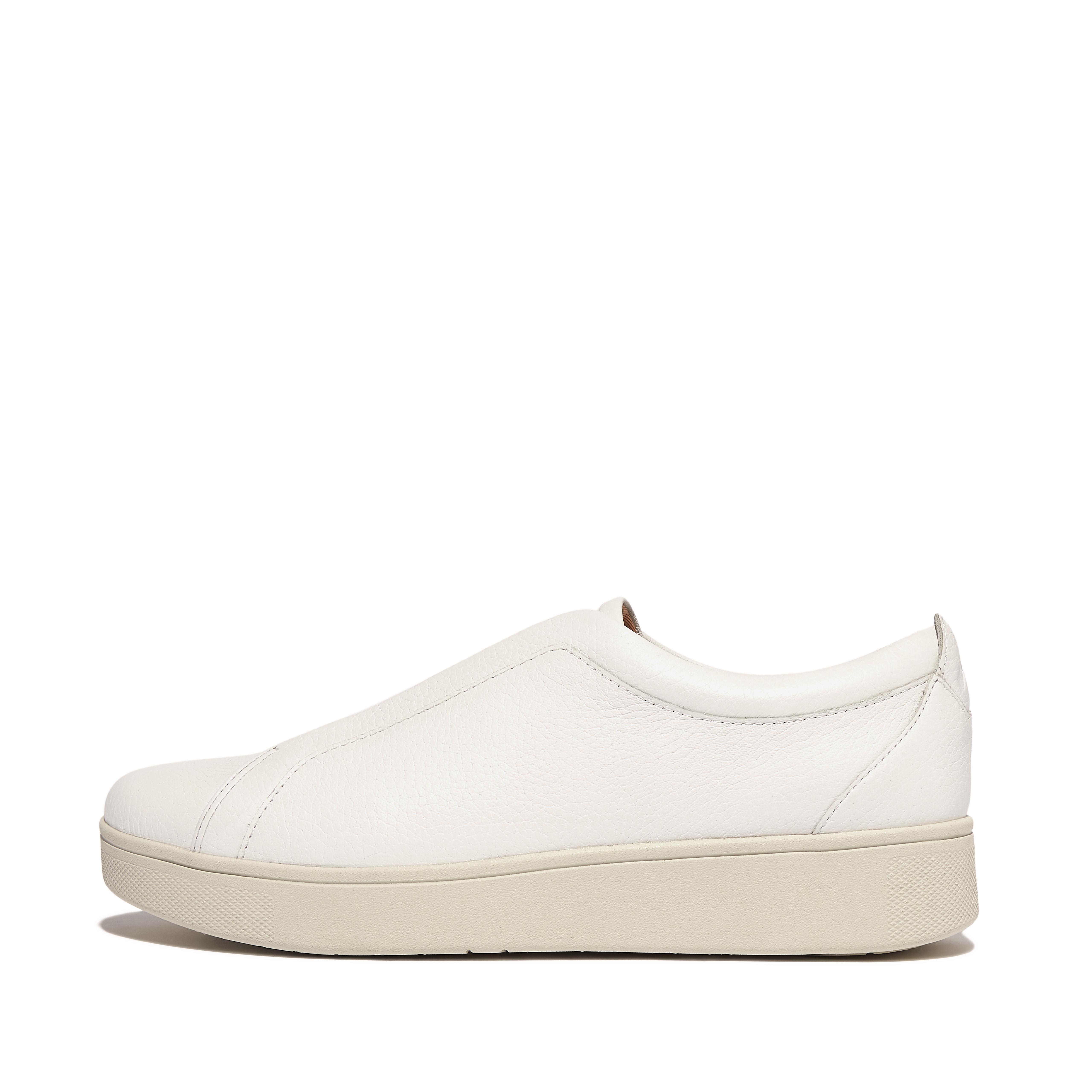 핏플랍 Fitflop Elastic Tumbled-Leather Slip-On Sneakers,Urban White