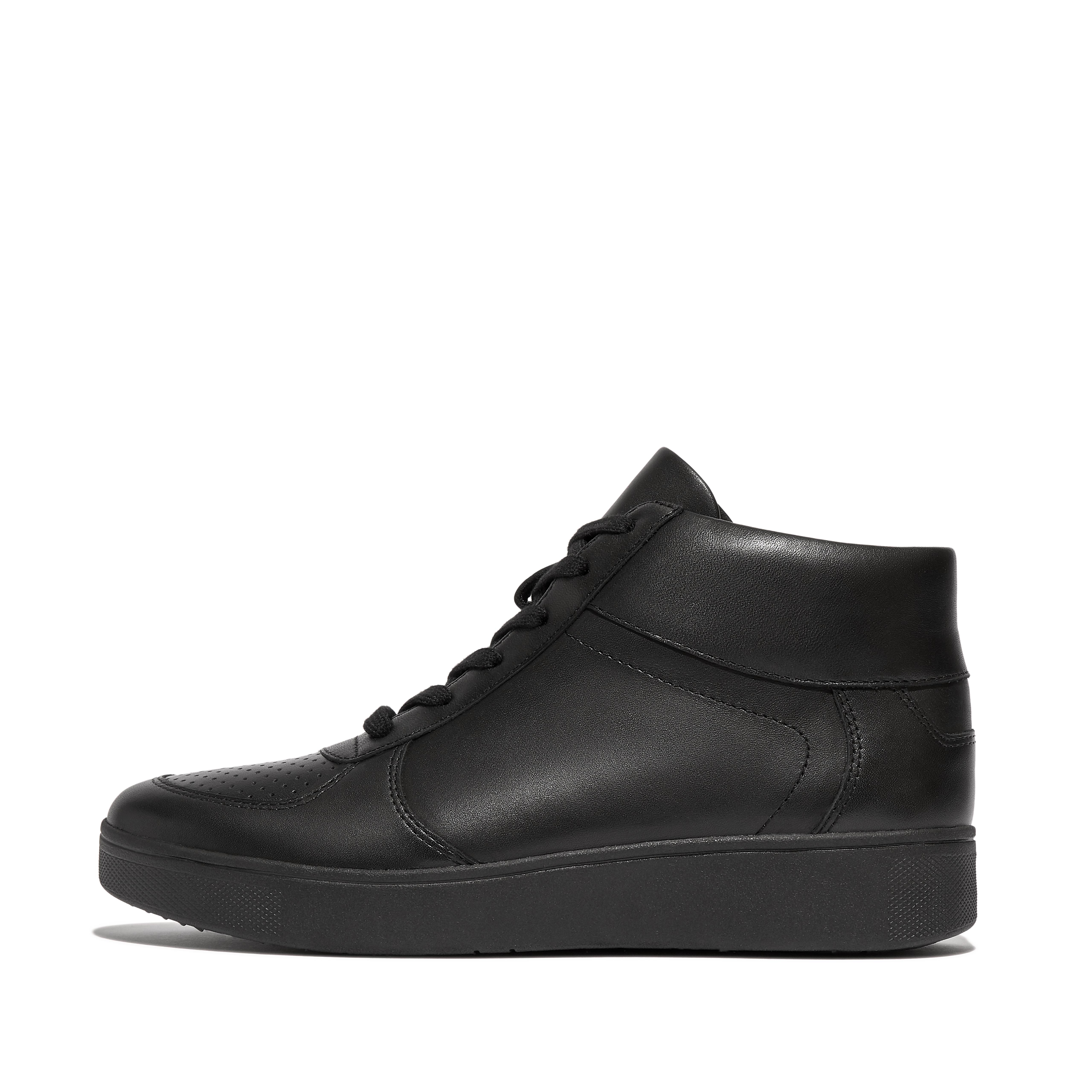핏플랍 Fitflop Perf Leather Mid-Top Panel Sneakers,All Black