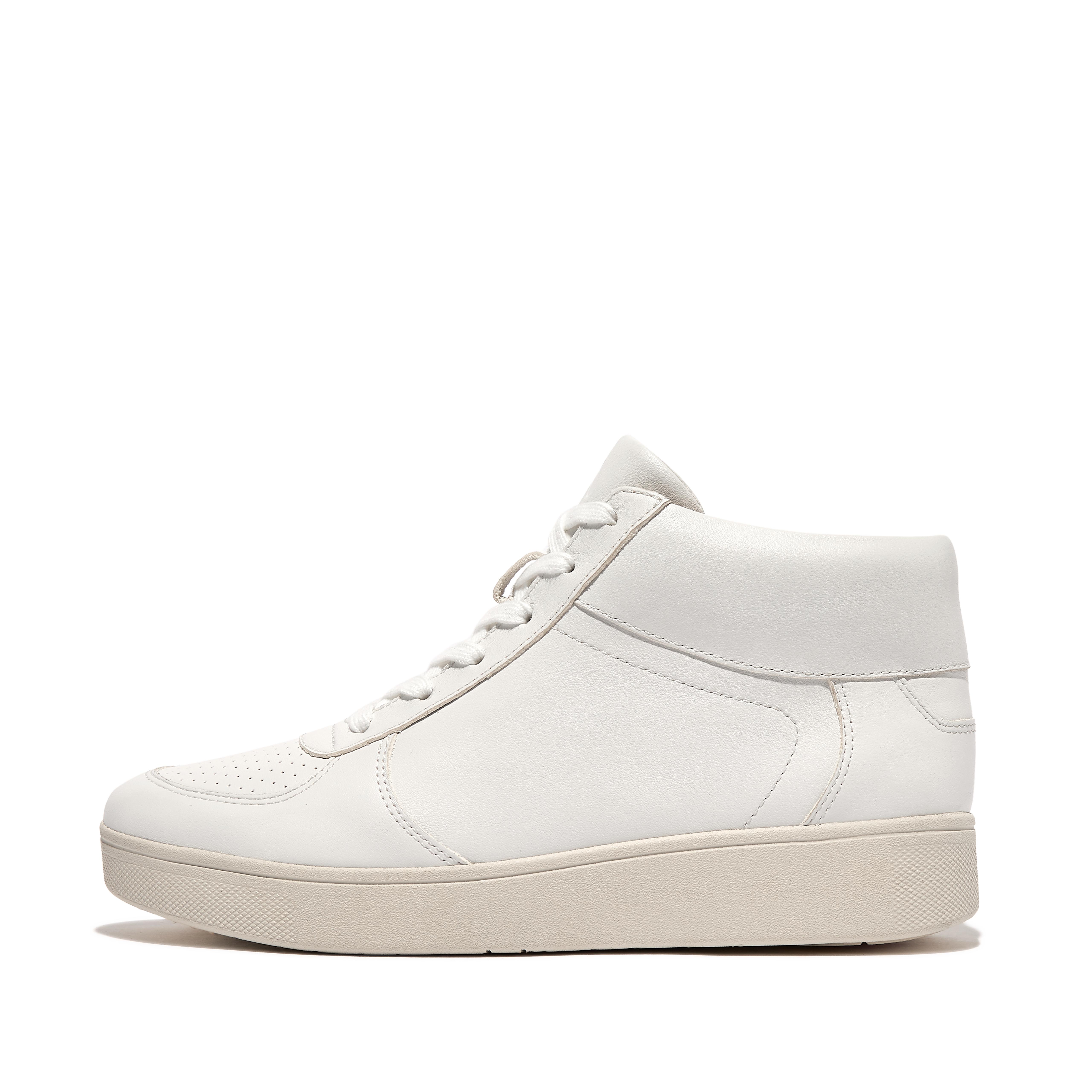 핏플랍 Fitflop Perf Leather Mid-Top Panel Sneakers,Urban White