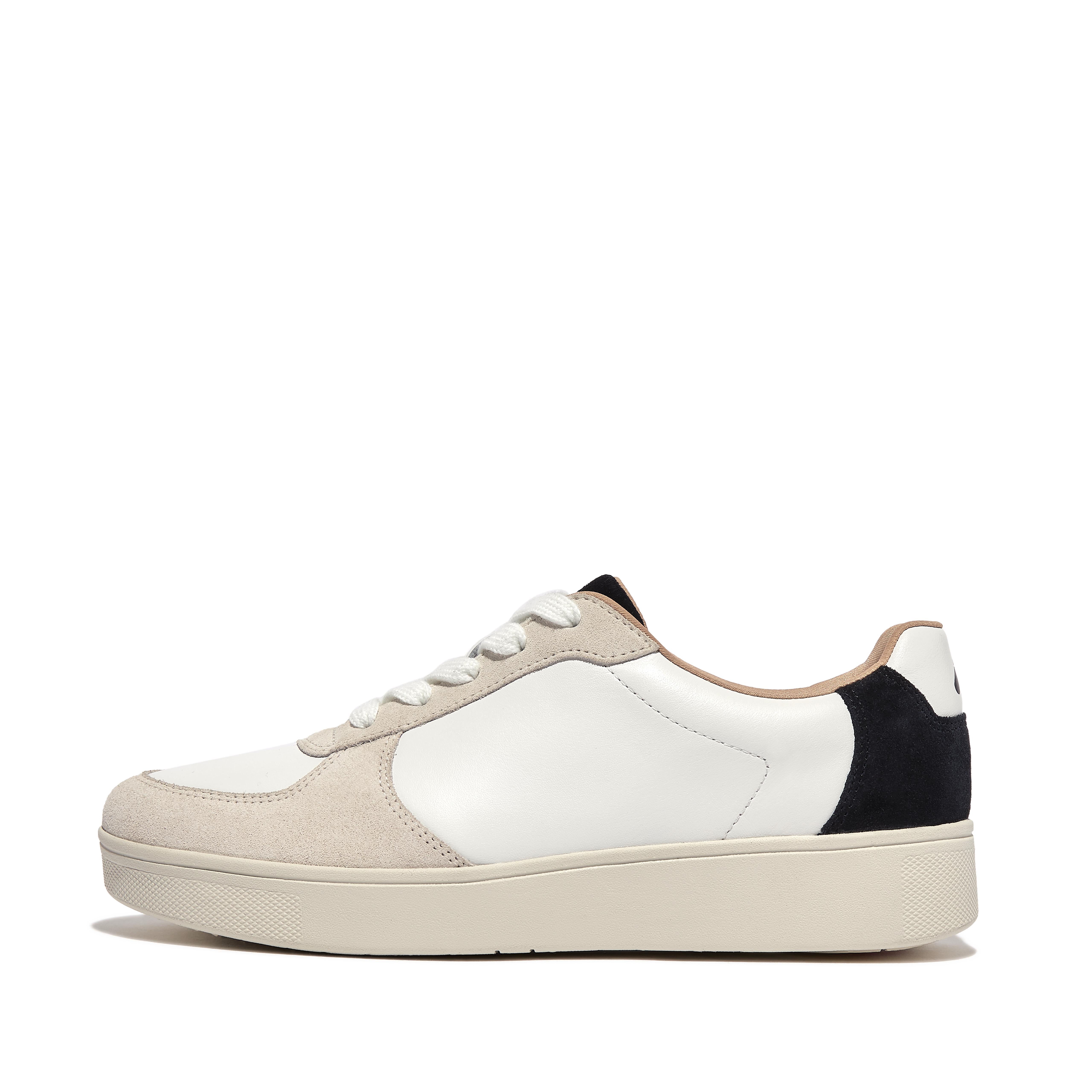 핏플랍 Fitflop Leather/Suede Panel Sneakers,White/black