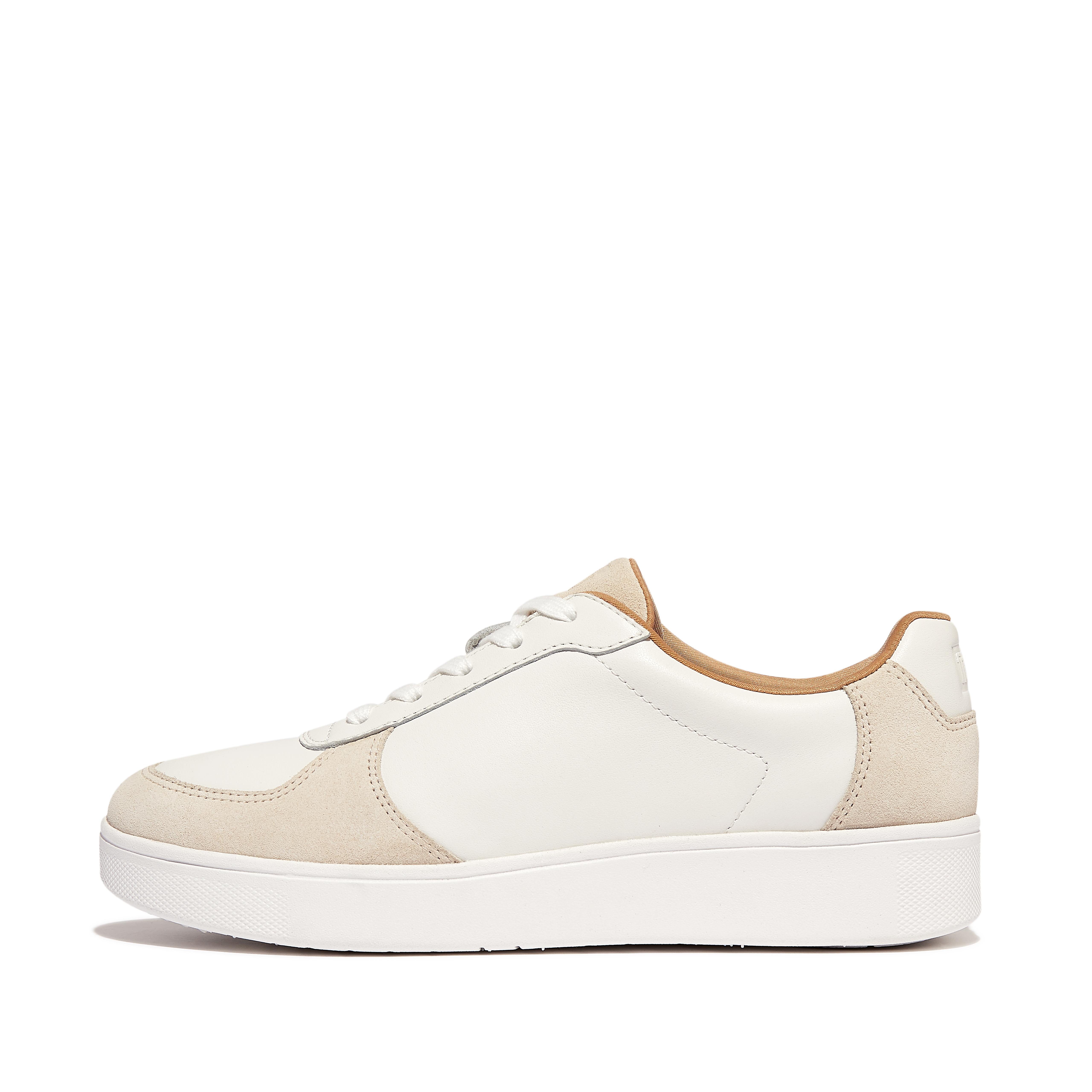 핏플랍 Fitflop Leather/Suede Panel Sneakers,White/Beige