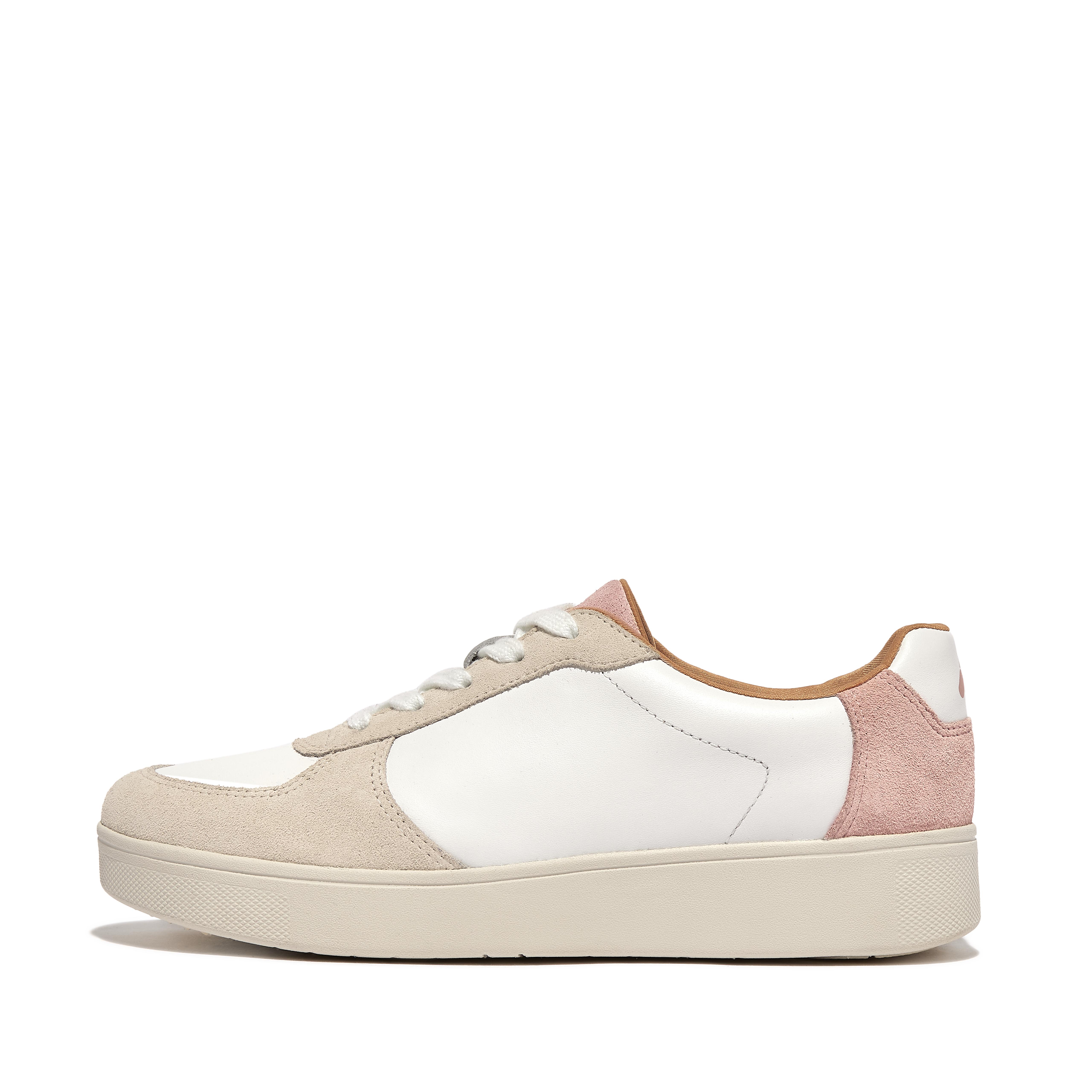 핏플랍 Fitflop Leather/Suede Panel Sneakers,Urban White/Pink Salt
