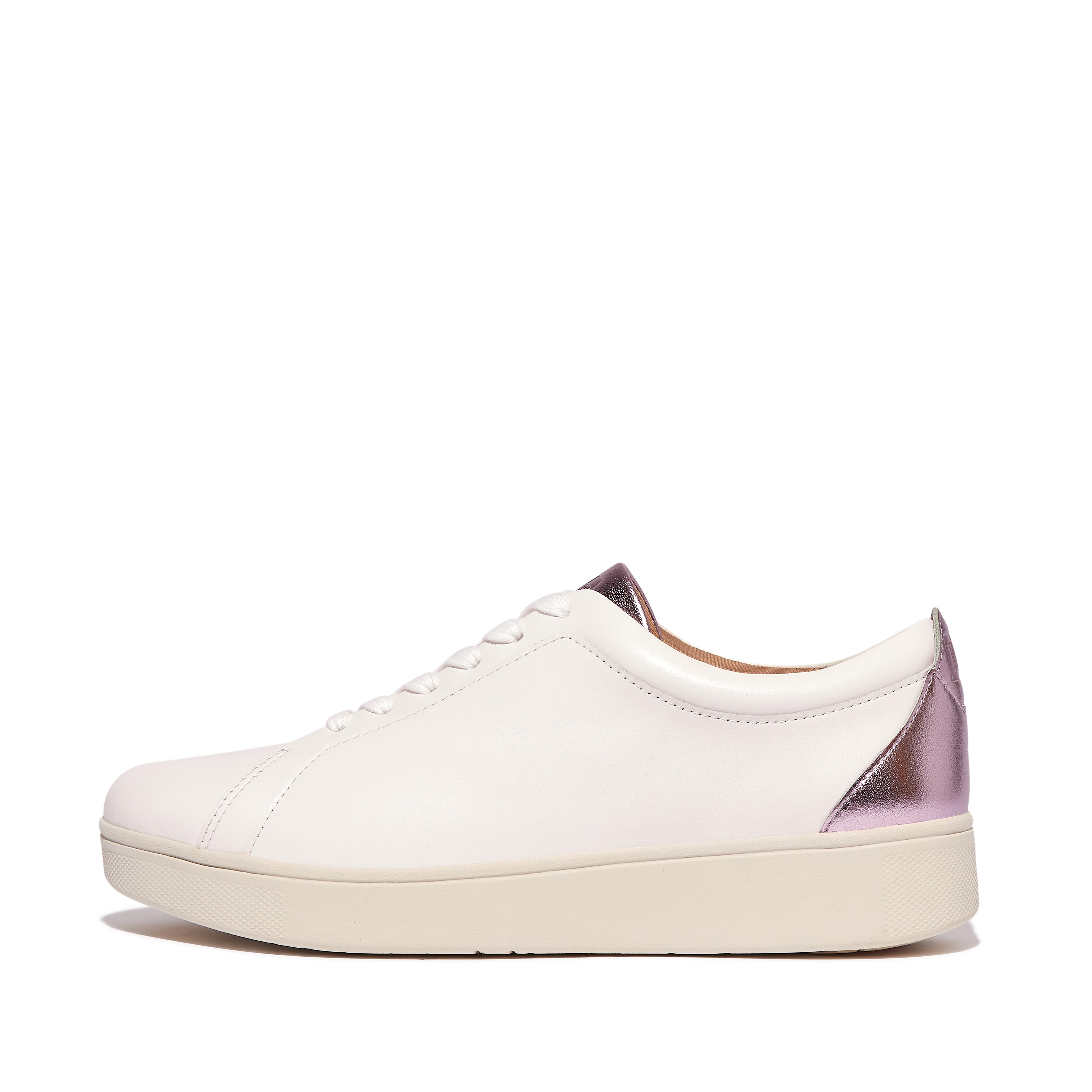 Women RALLY Metallic-Backtab Leather Trainers, Outlet