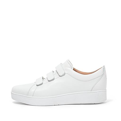 White sneakers cheap velcro strap