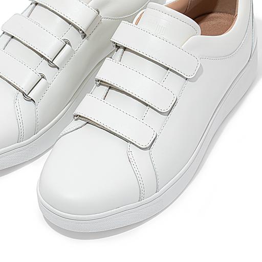 White Velcro-fastening leather low-top trainers