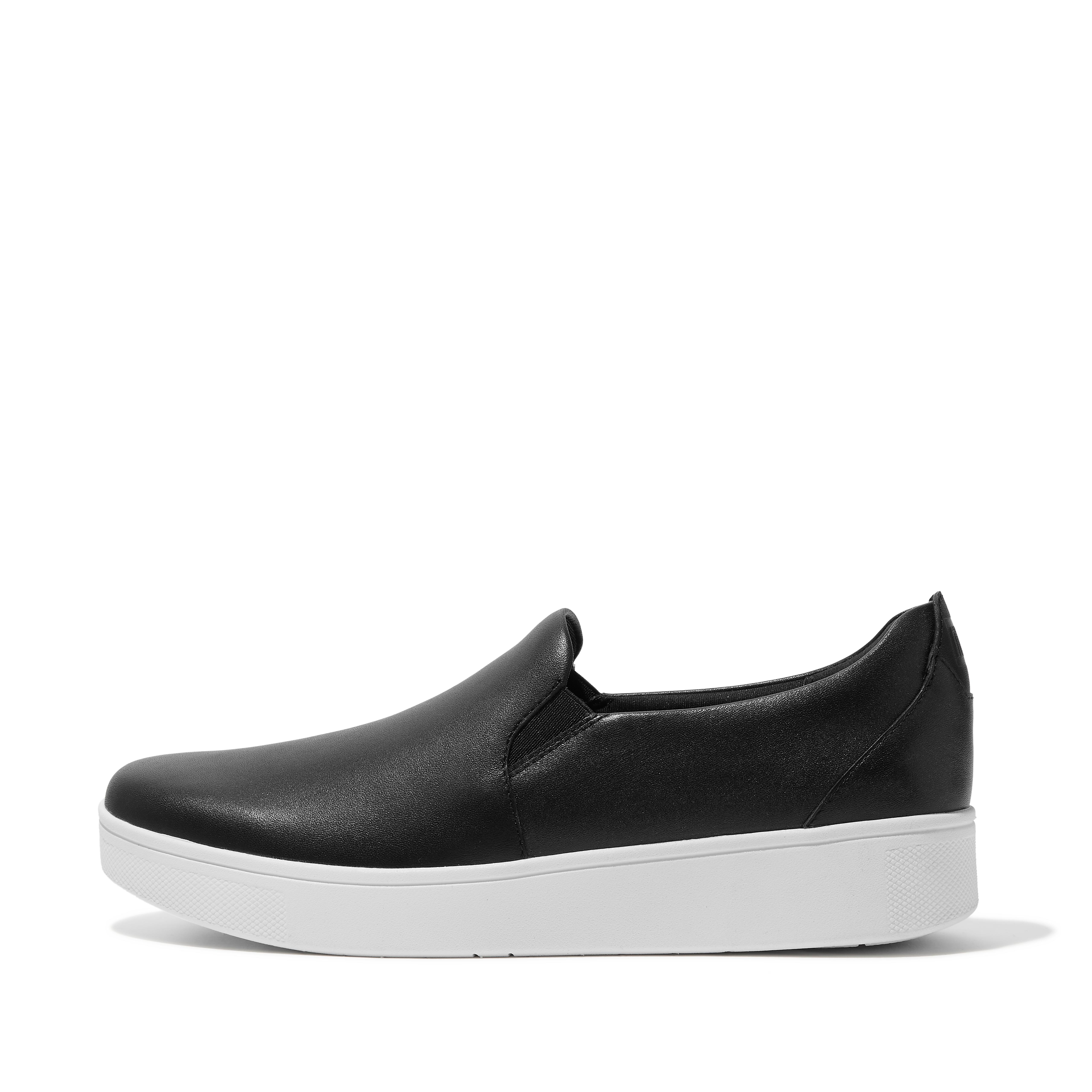 핏플랍 스니커즈 FitFlop RALLY Leather Slip-On Skate Sneakers,Black