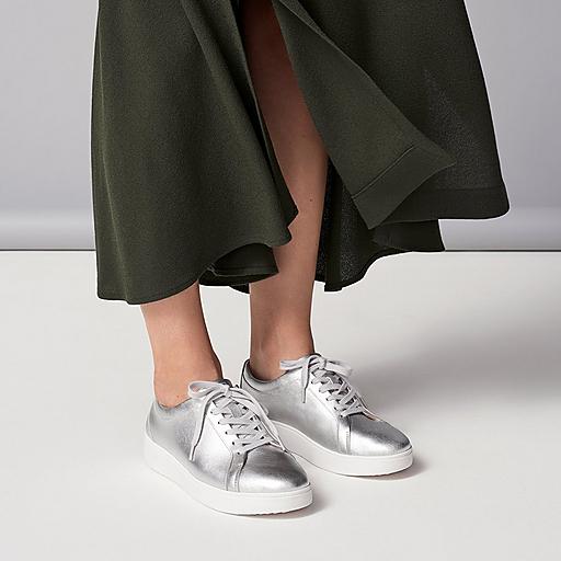 Metallic Silver Trainers for Women