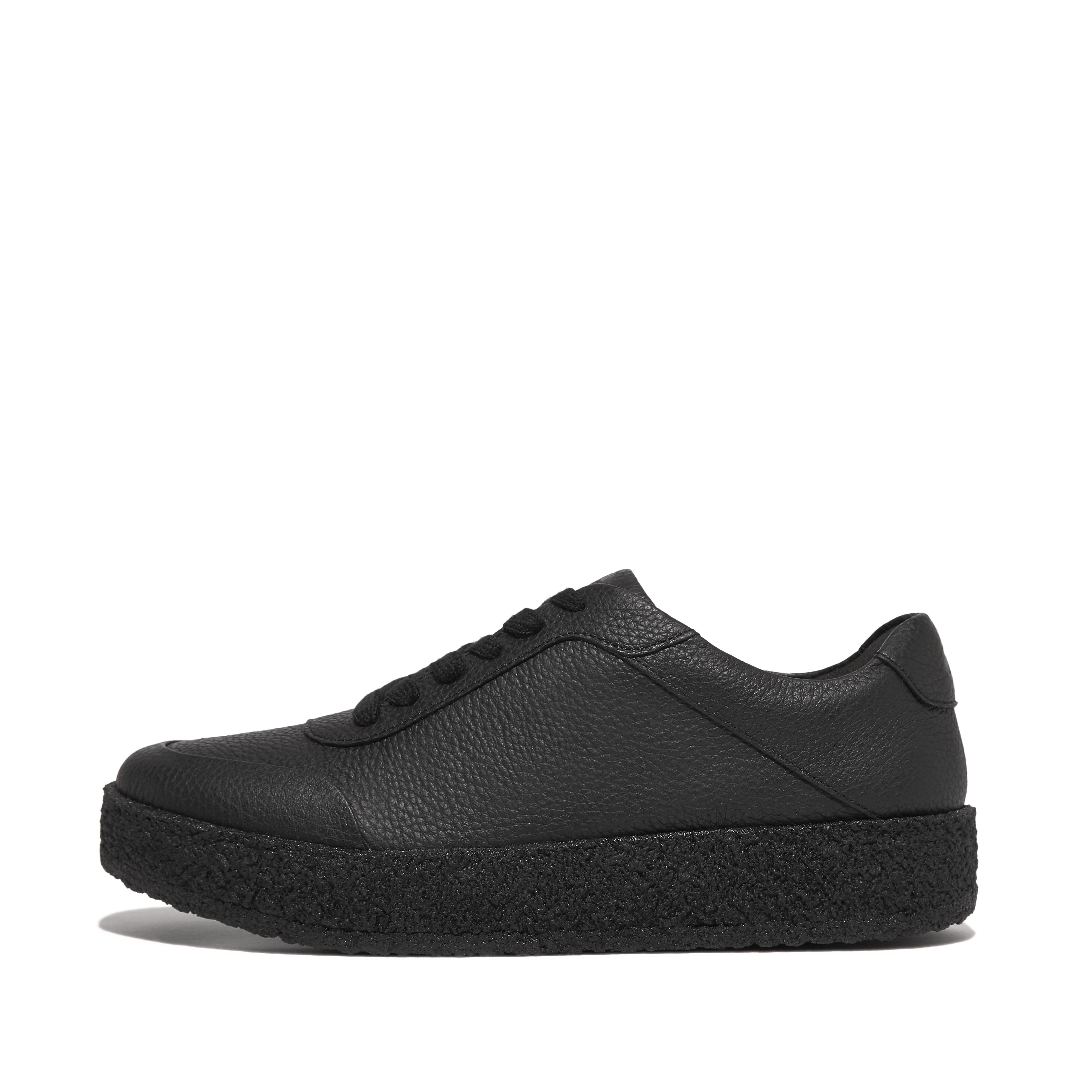 핏플랍 Fitflop Tumbled-Leather Crepe Sneakers,All Black