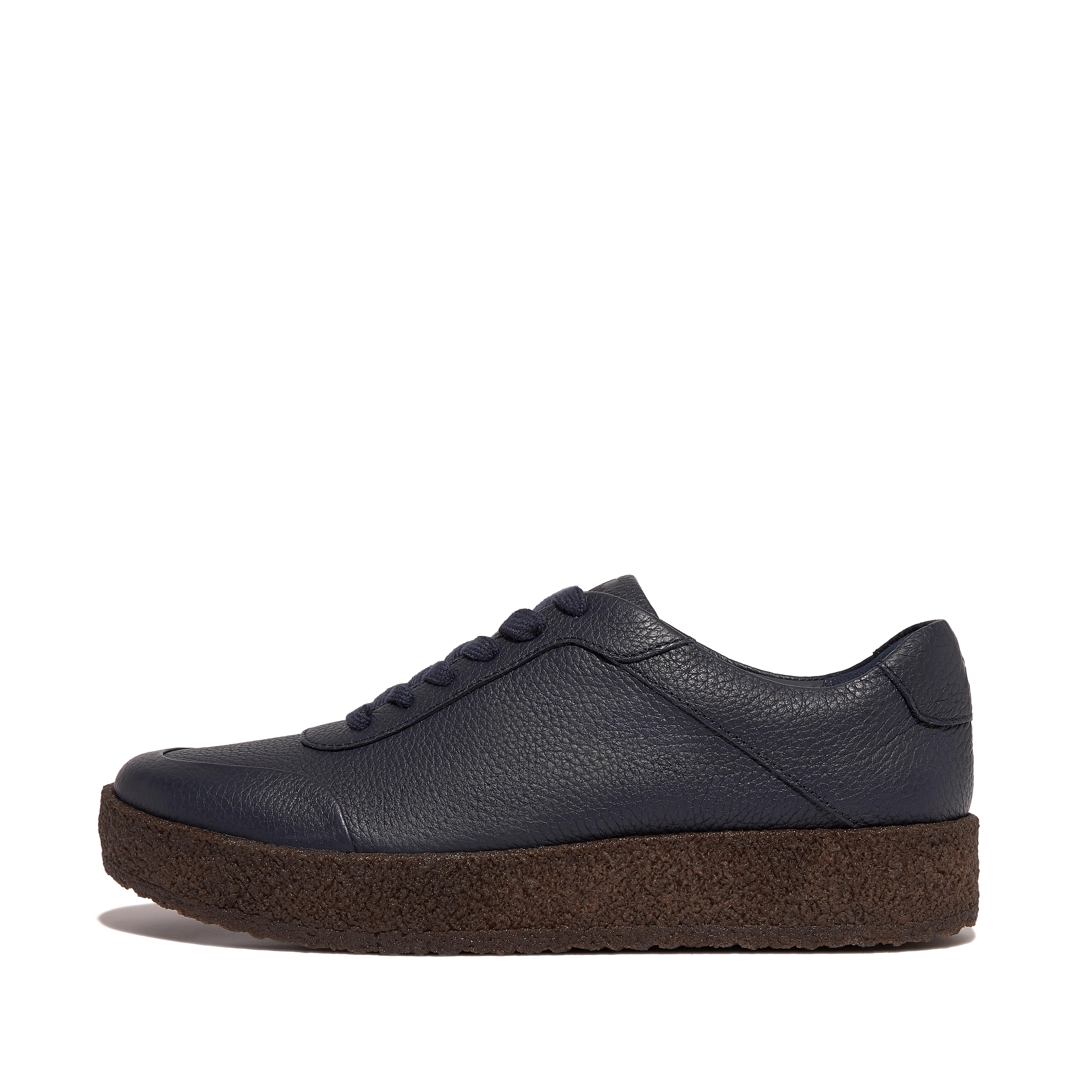 핏플랍 Fitflop Tumbled-Leather Crepe Sneakers,All Navy