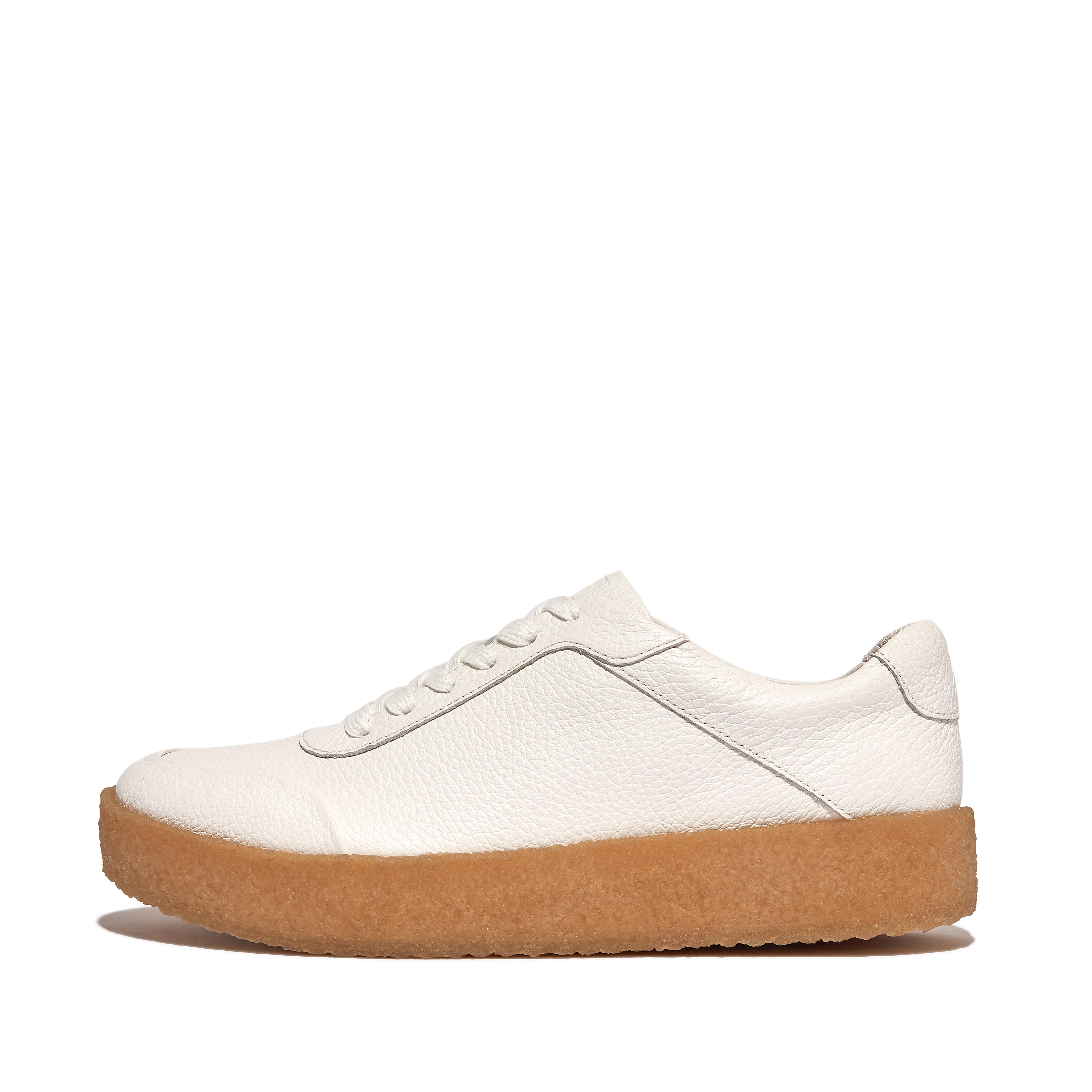 핏플랍 Fitflop Tumbled-Leather Crepe Sneakers,Urban White
