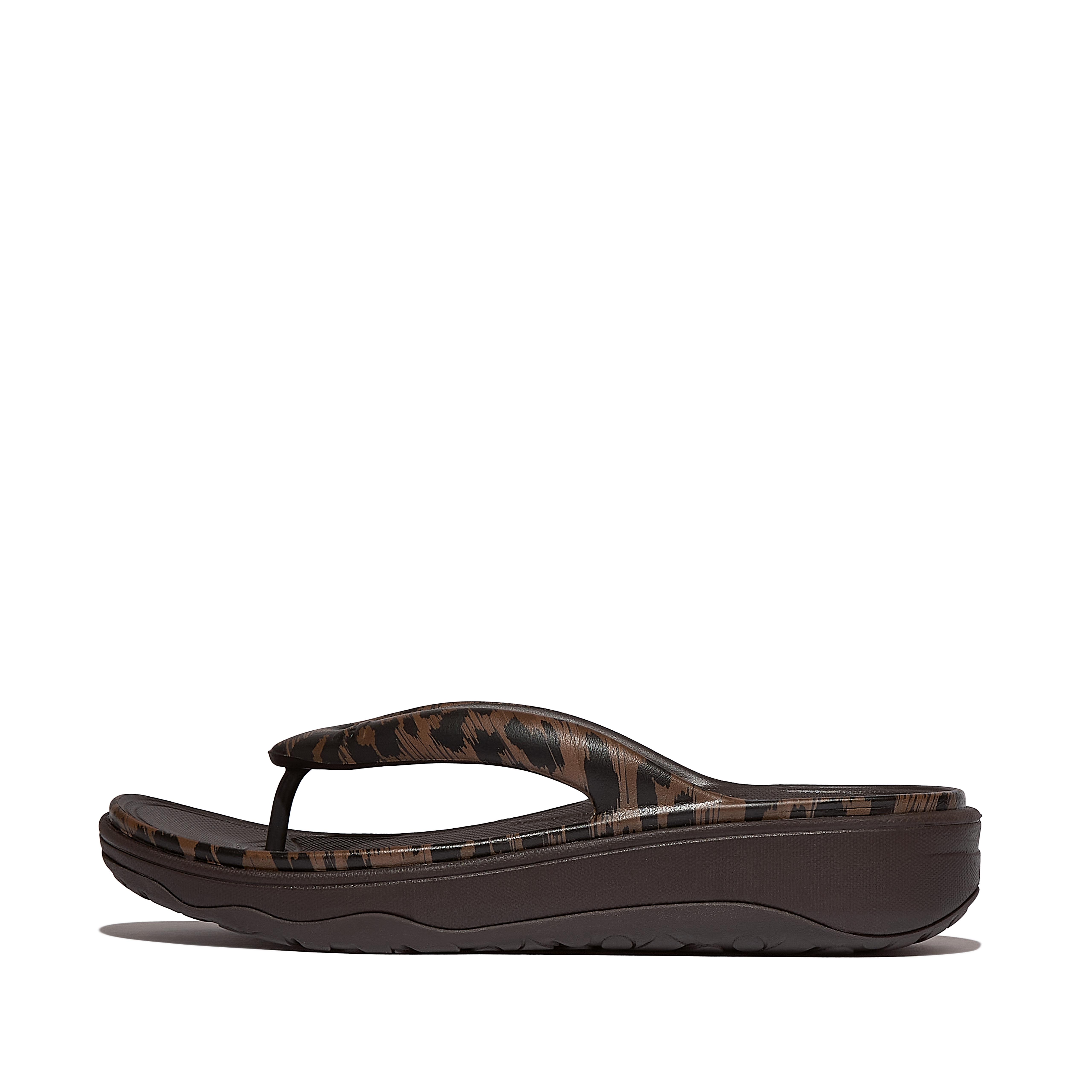 FitFlop RELIEFF Leopard Recovery Toe-Post Sandals Eva/Tpu, Full Price, Leopard Print, Size: US 8.5