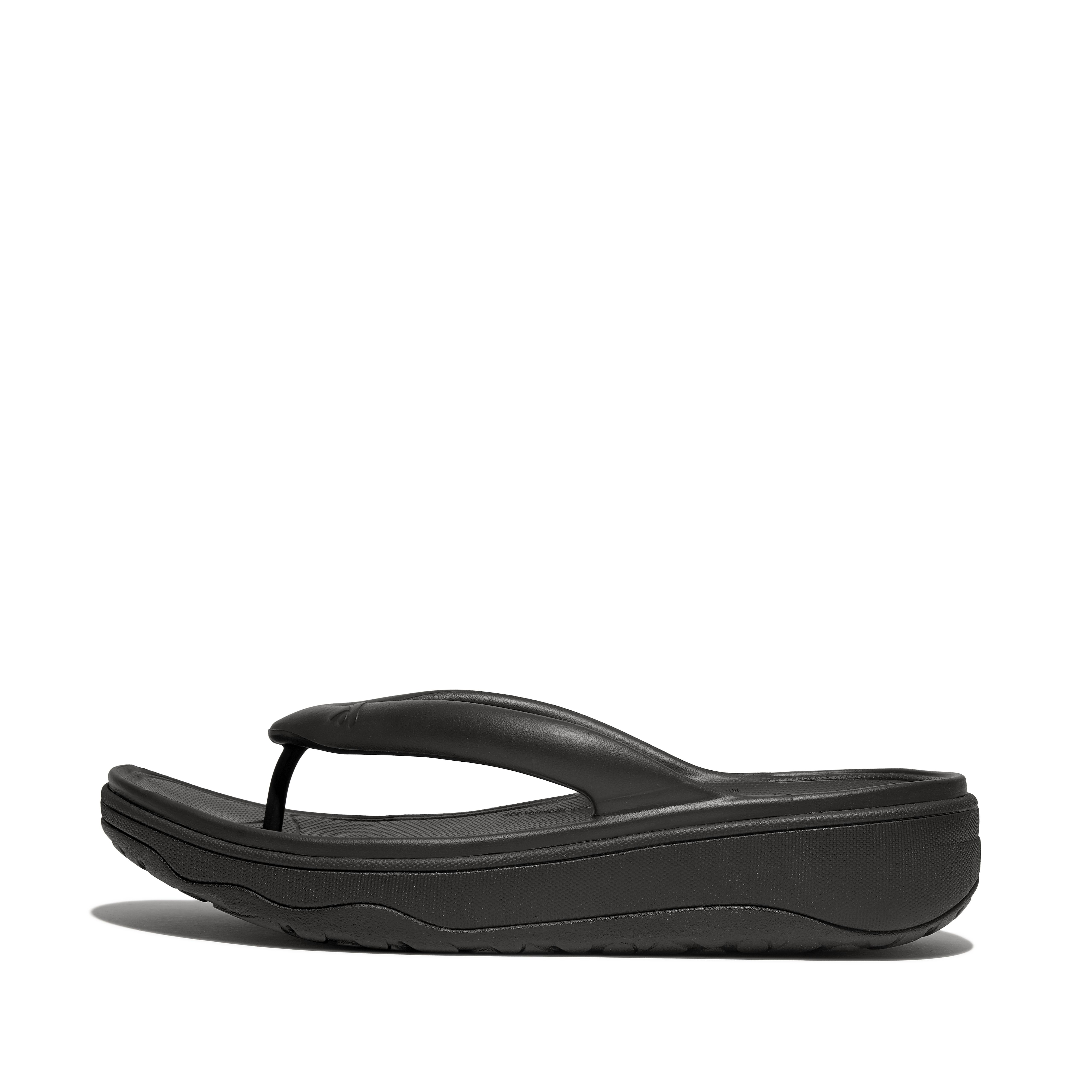 FitFlop RELIEFF Recovery Toe-Post Sandals Eva/Tpu, Full Price, Black, Size: US 11