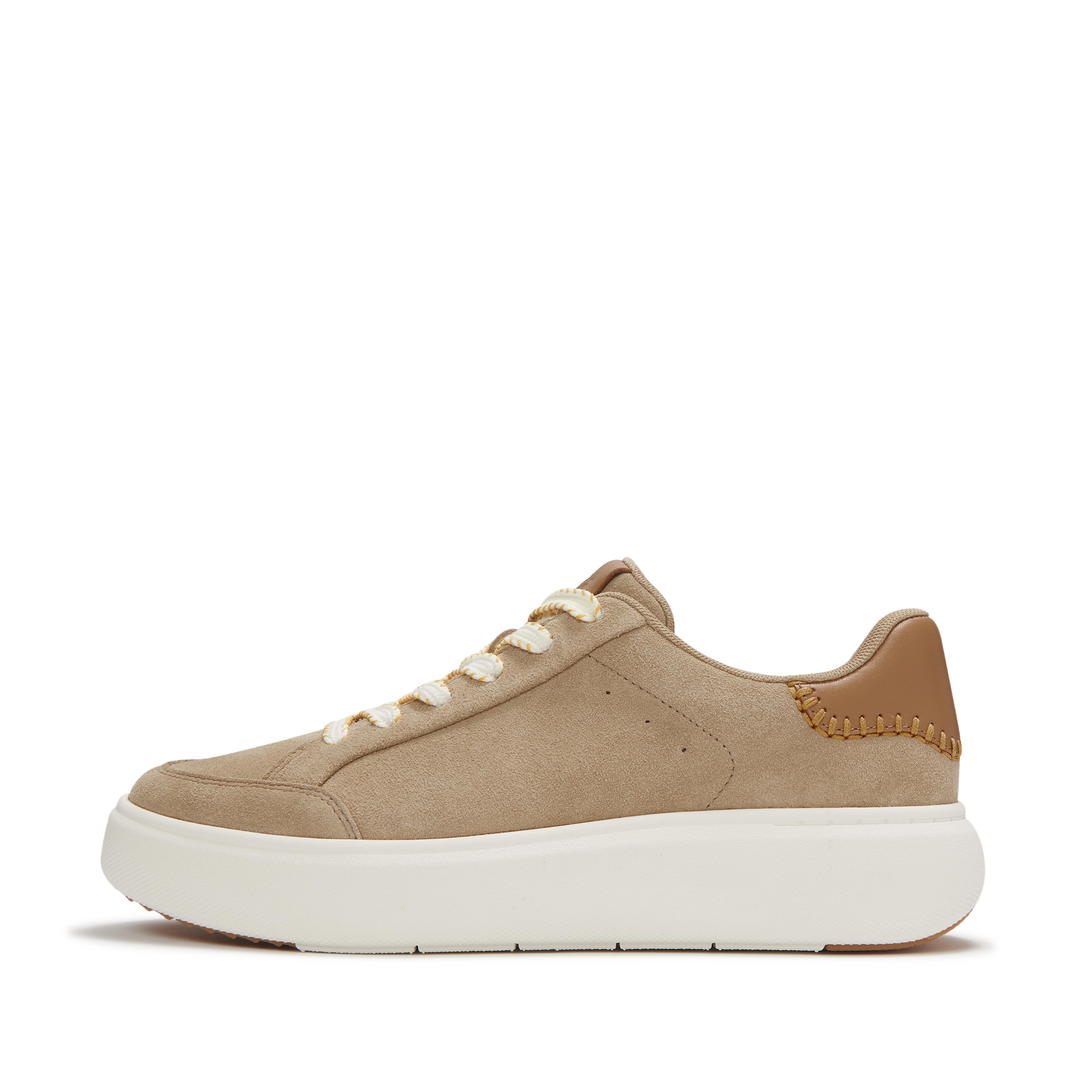 FitFlop RTG Blanket-Stitch Suede Sneakers Suede/Leather, Full Price, Cappuccino, Size: US 7.5
