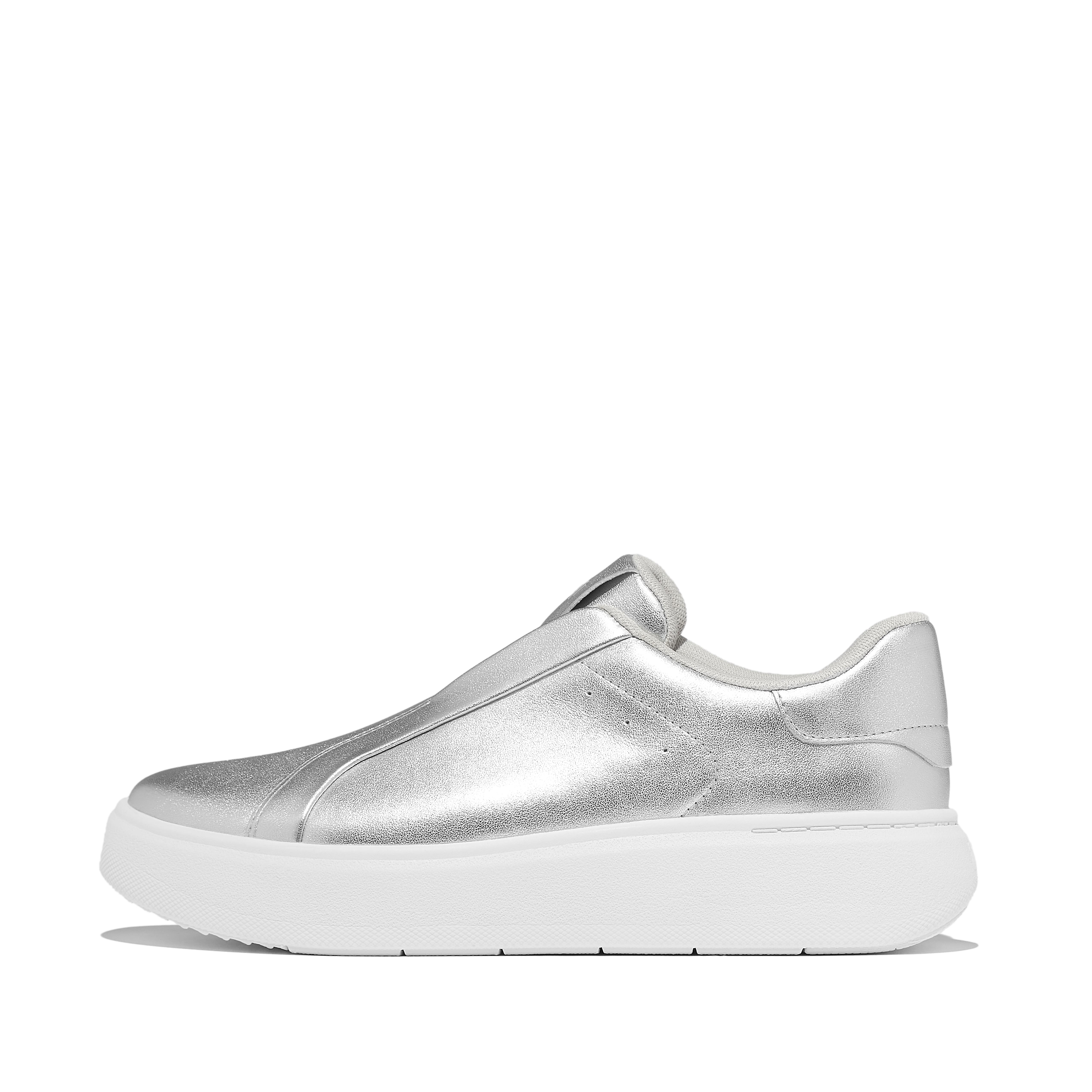 Women RTG Metallic-Leather Slip-On Trainers Leather/Elastic
