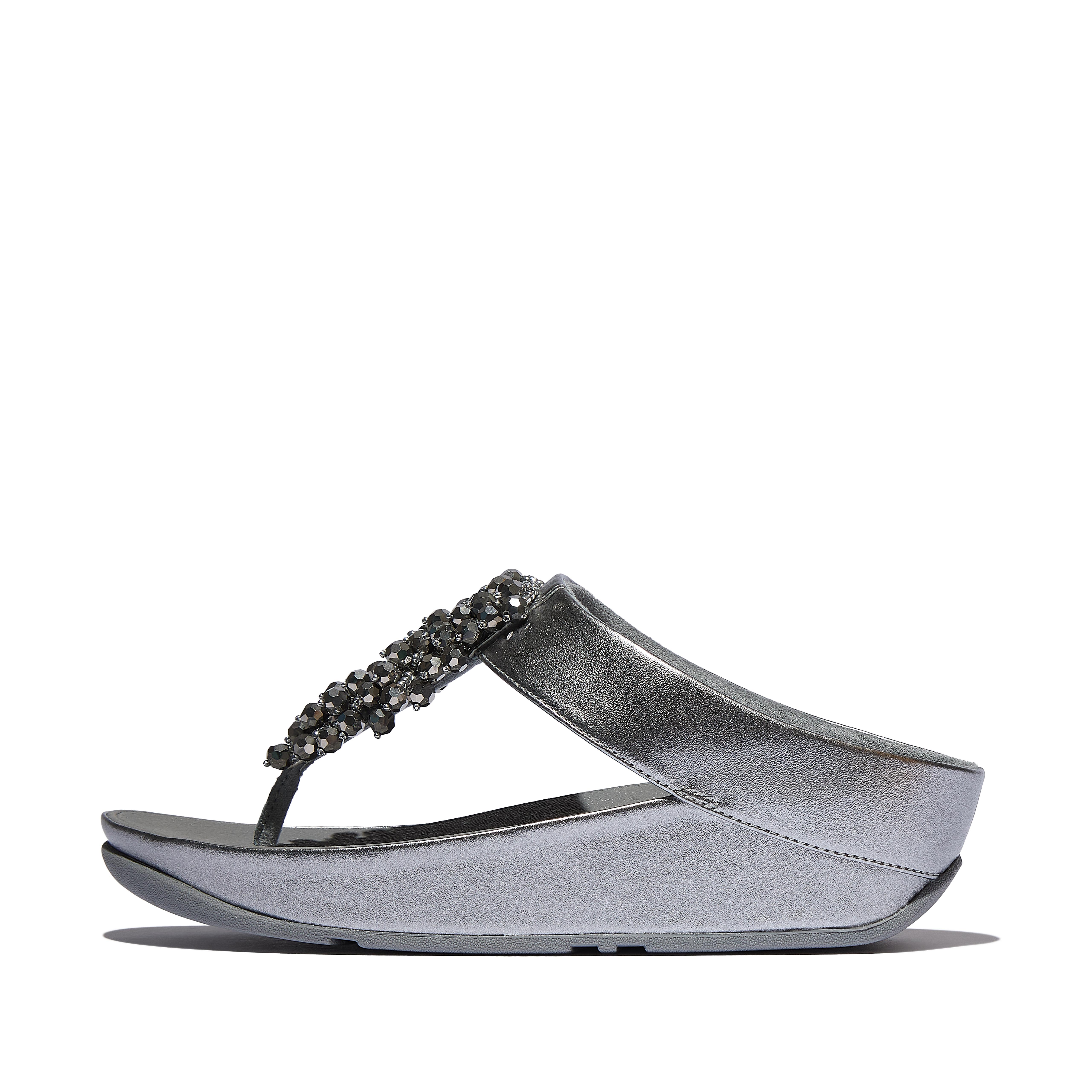 RUMBA Metallic Beaded Toe-Post Sandals