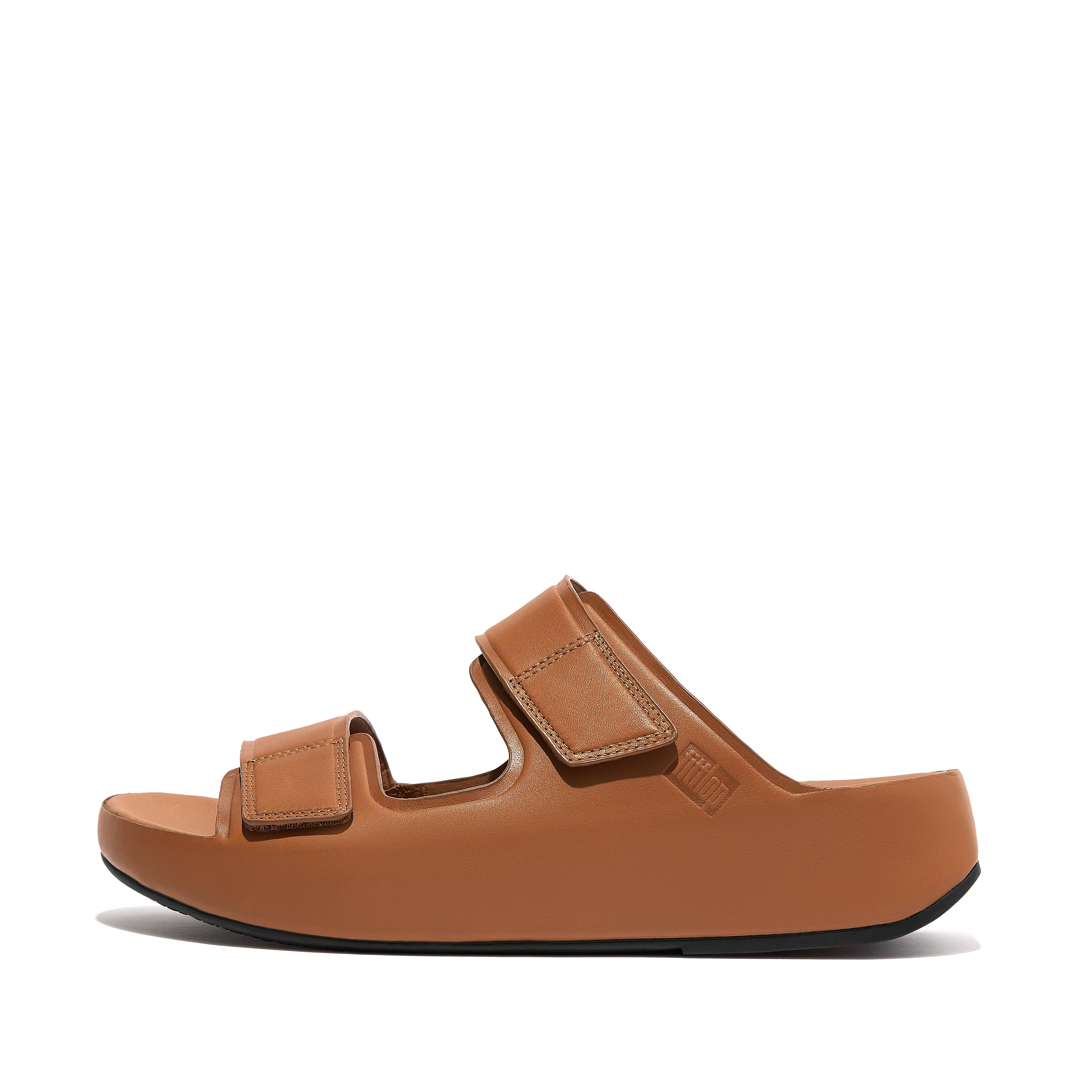 핏플랍 슬리퍼 핏플랍 Fitflop Adjustable Leather Slides,Light Tan