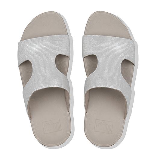 Women s H BAR Faux Leather Slides FitFlop US