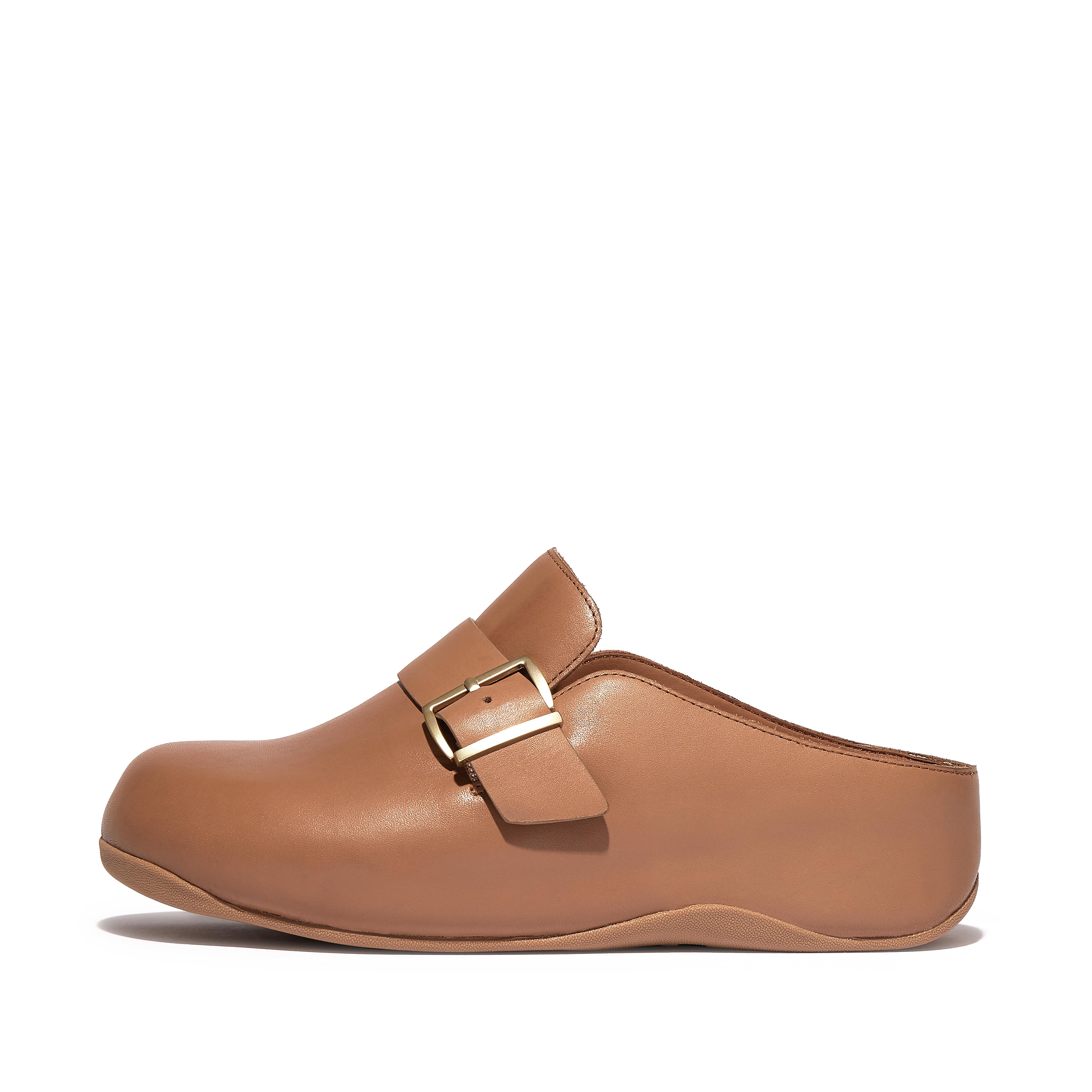 Fitflop Buckle-Strap Leather Clogs