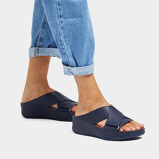 Women s Shuv Leather Cross Slides FitFlop CA