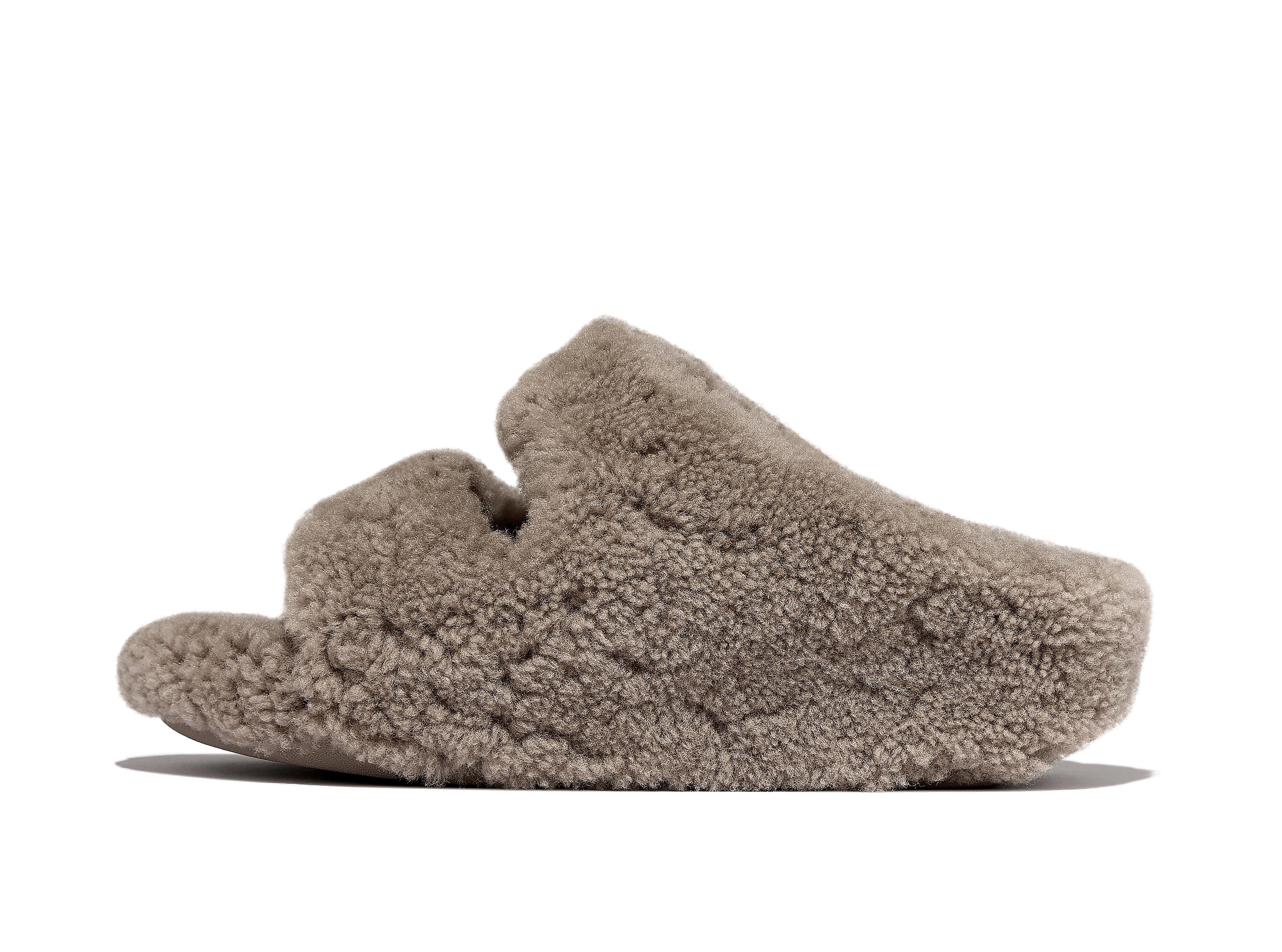 SHUV Curly-Shearling Two-Bar Slides