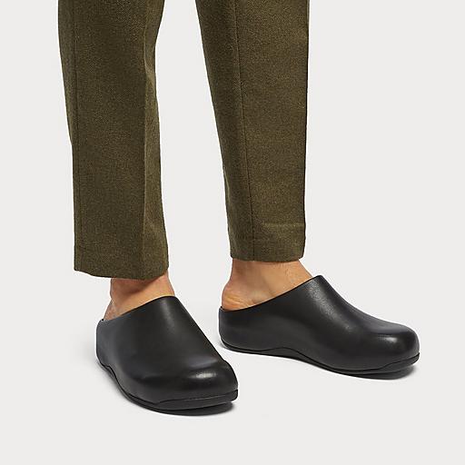 Mens leather slip store on clogs