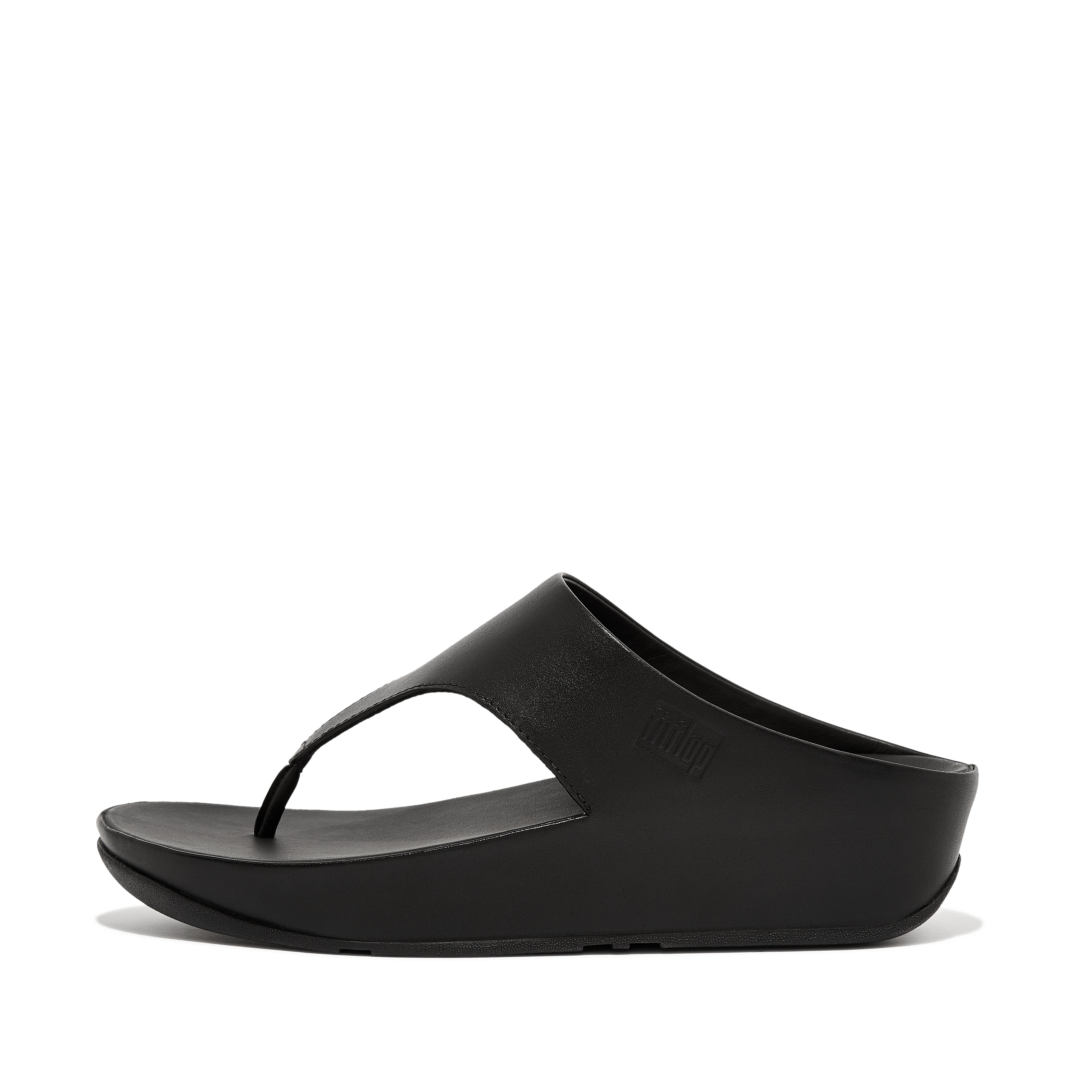 핏플랍 샌들 FitFlop SHUV Leather Toe-Post Sandals,All Black