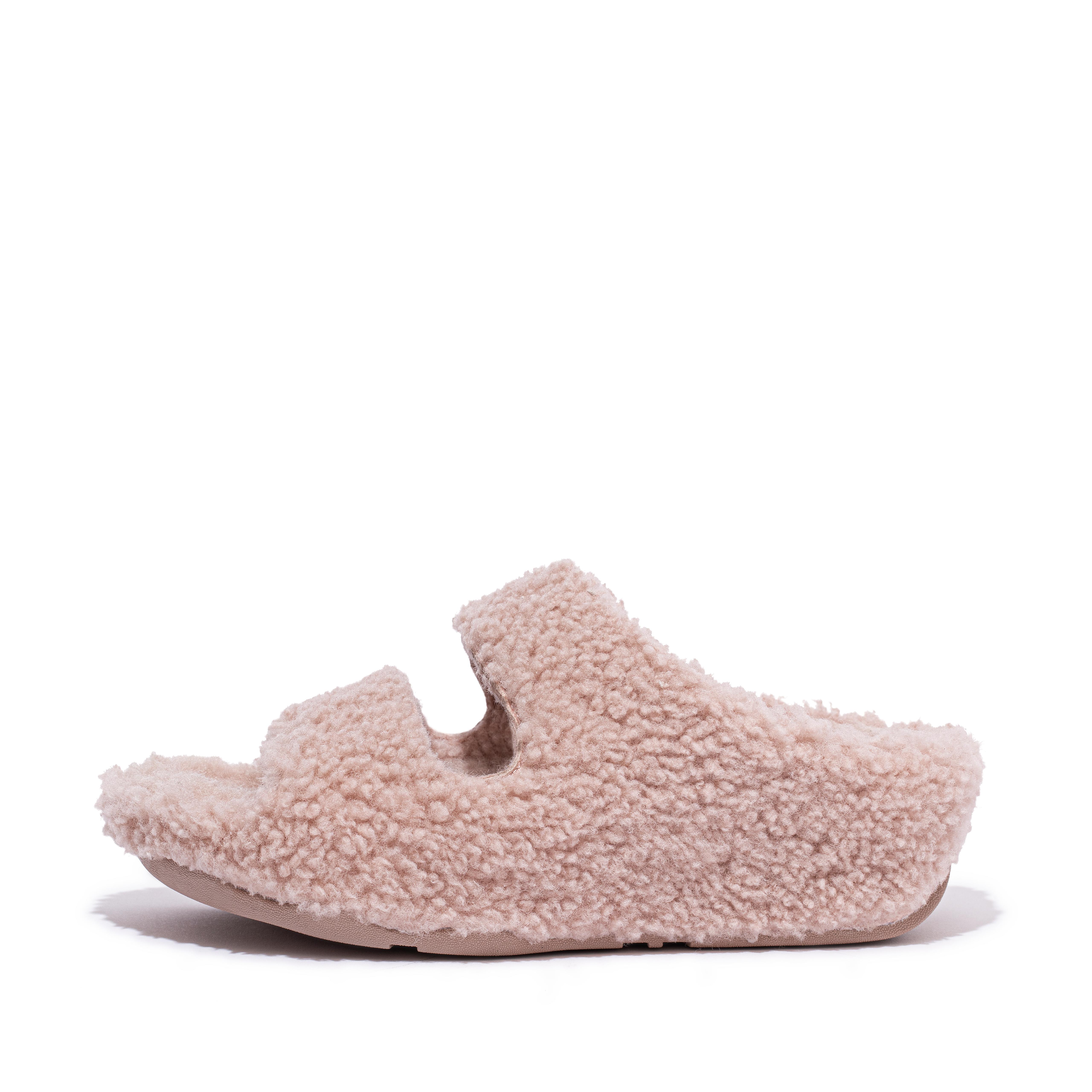 Women SHUV Two-Bar Shearling Slides Wool Shearling, Full Price