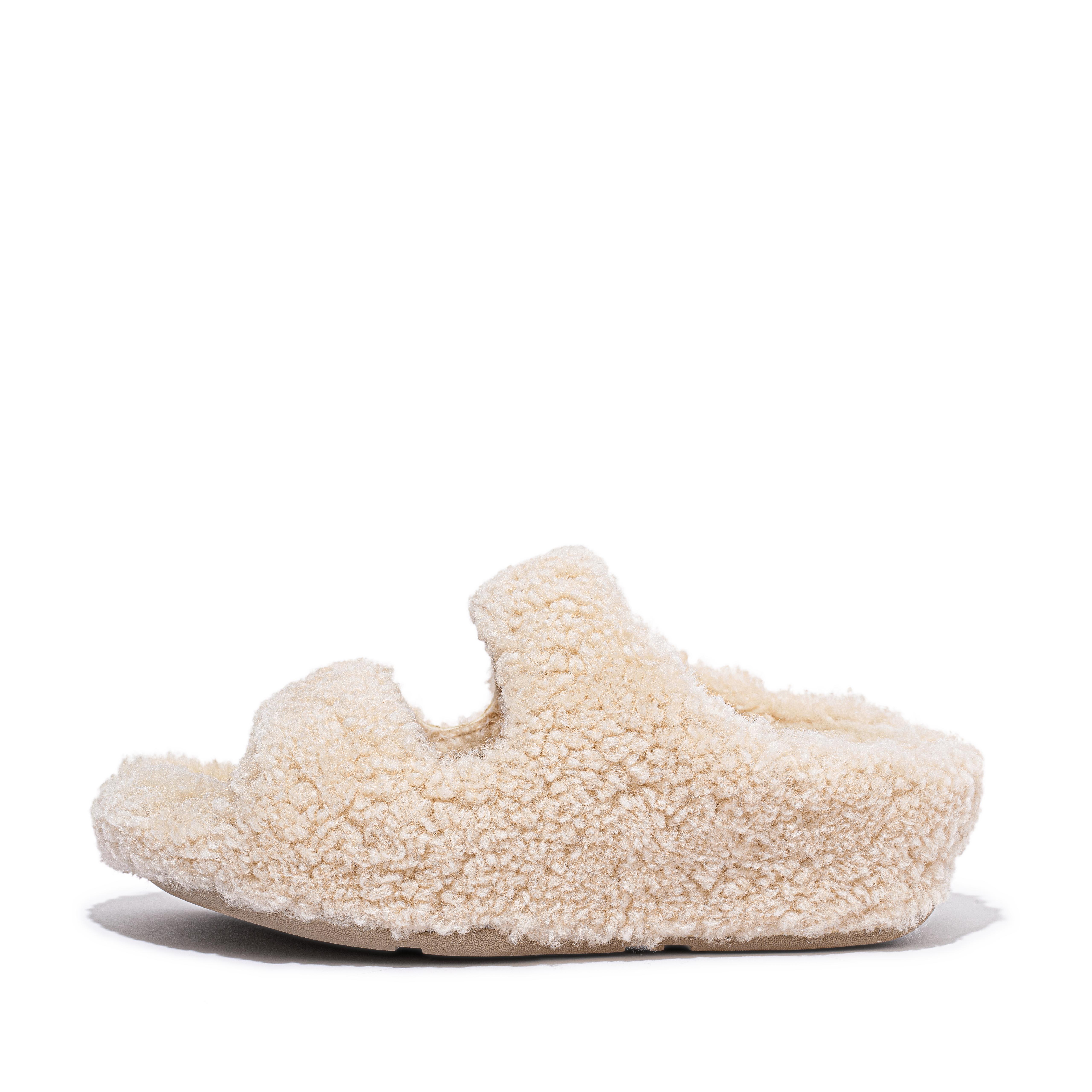 Women SHUV Two-Bar Shearling Slides Wool Shearling, Full Price