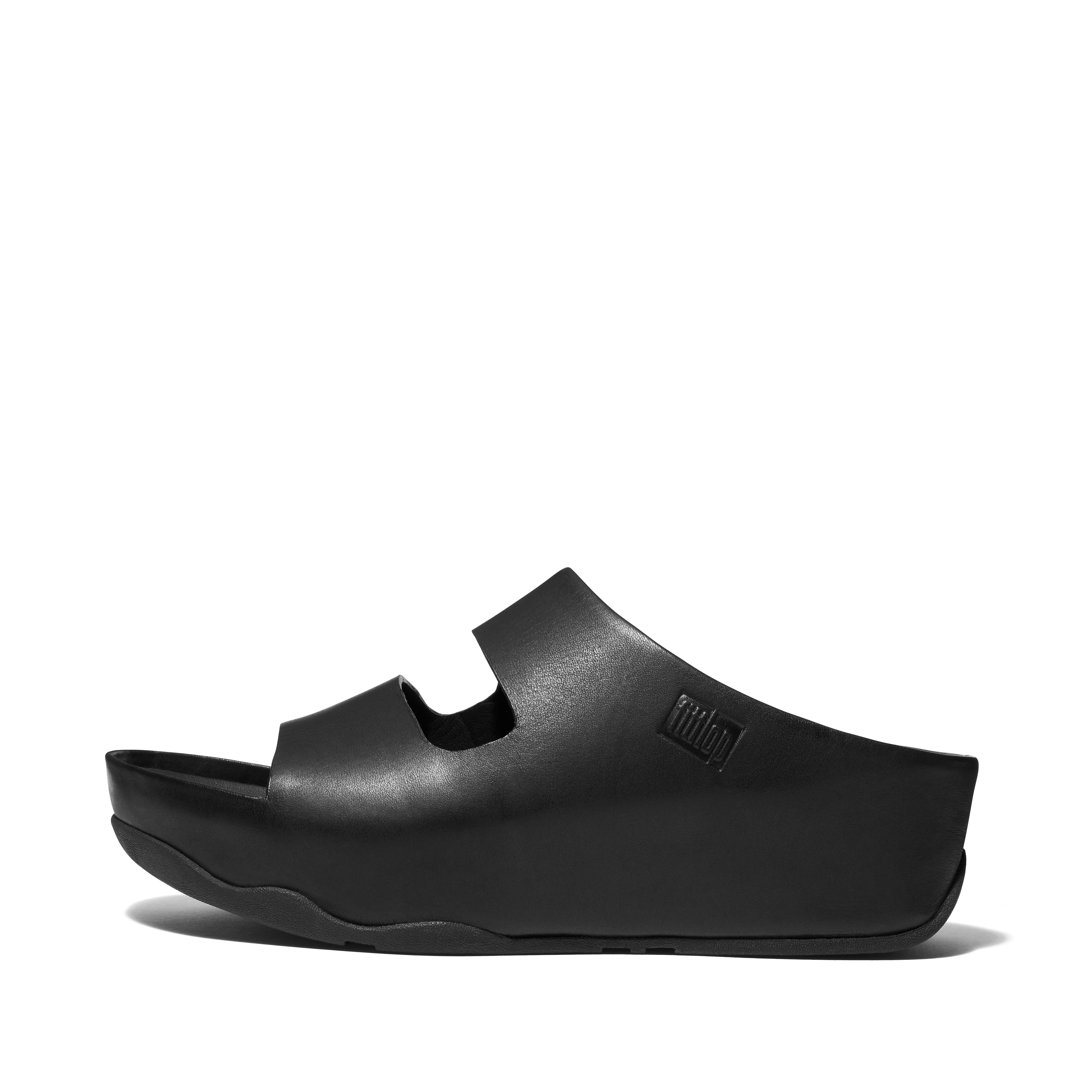 fitflop two bar shearling slides