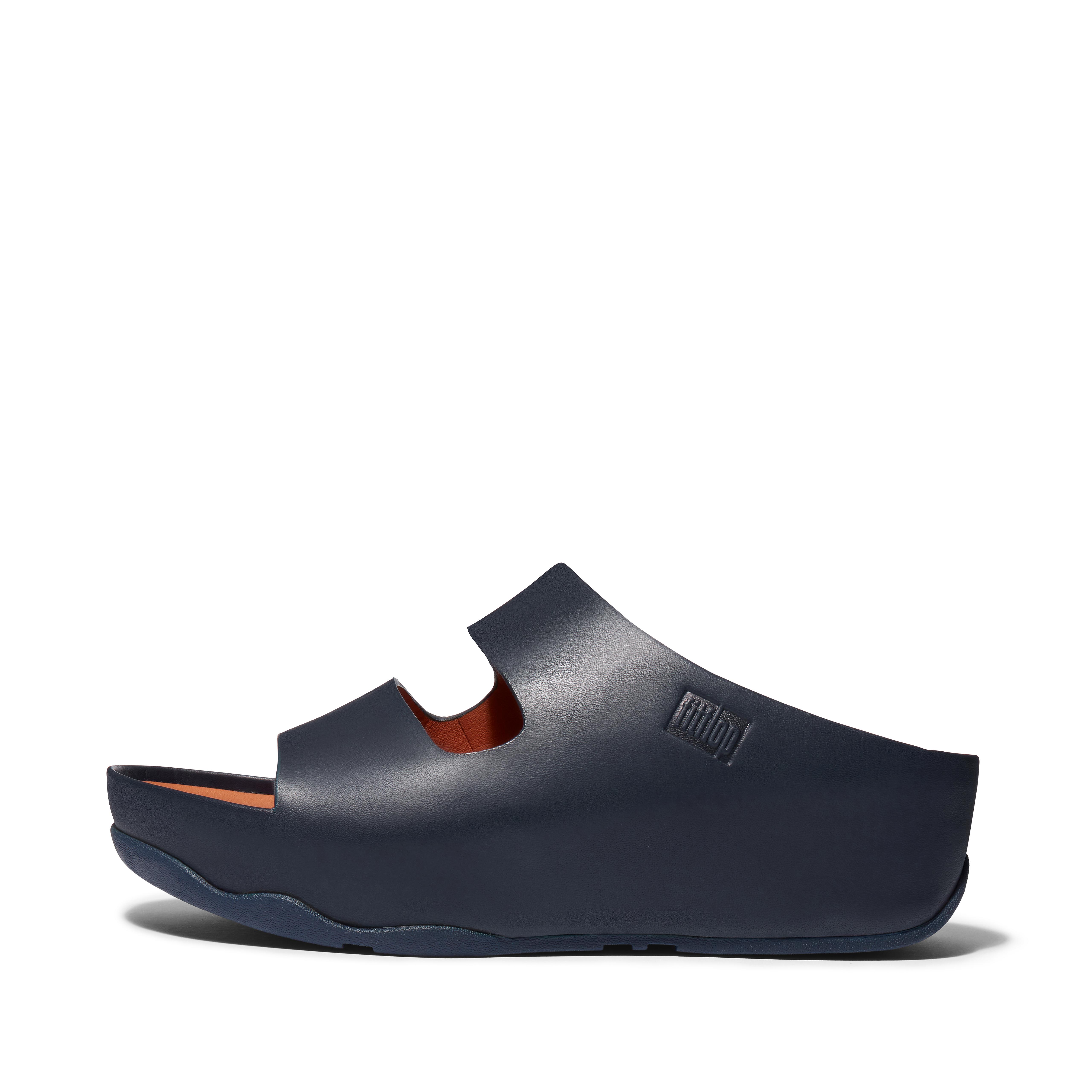 fitflop two bar shearling slides