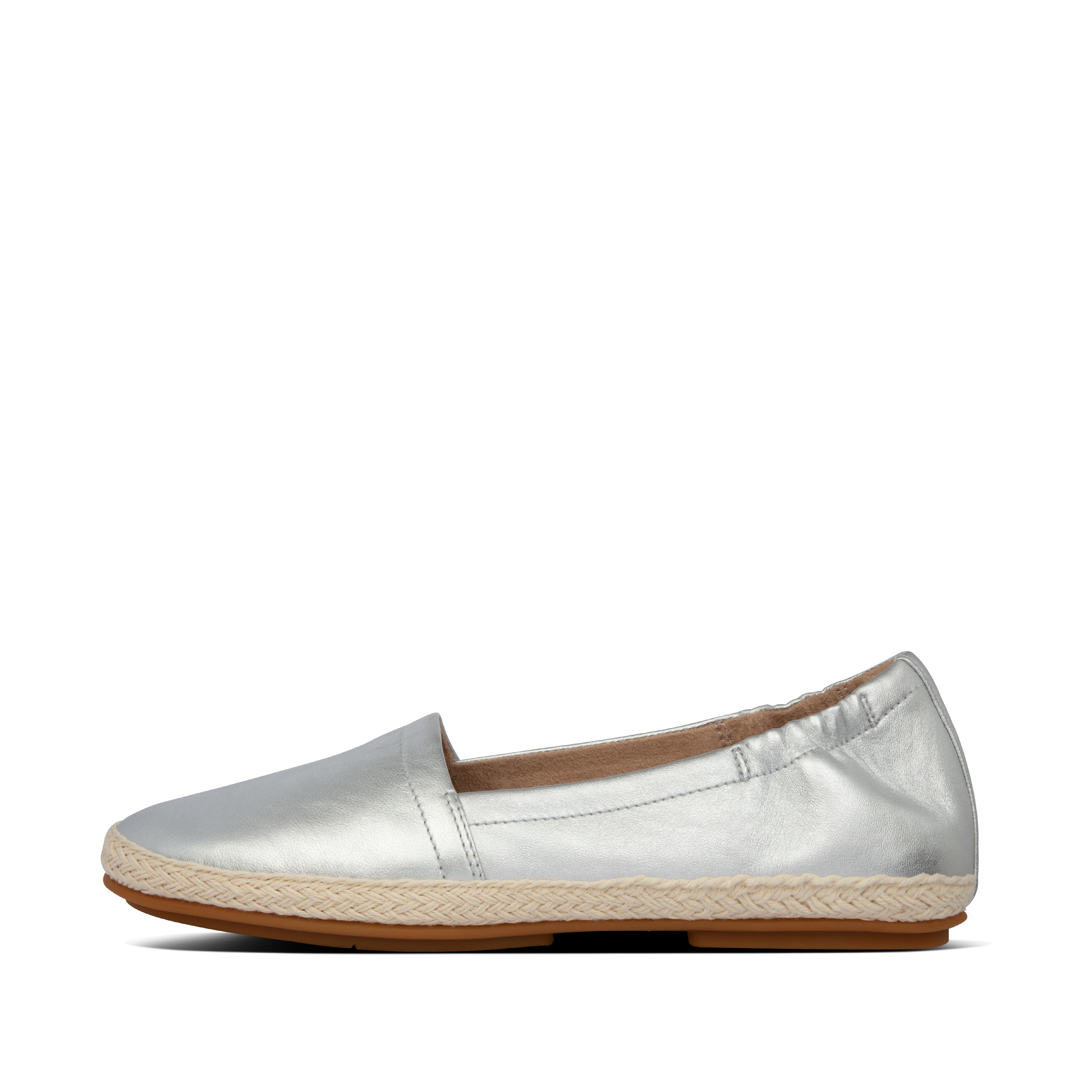 silver leather espadrilles