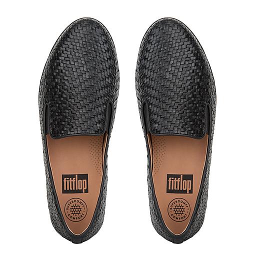 Woven leather hot sale loafers womens