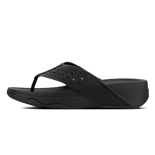 Women s LEATHER LATTICE SURFA Leather Toe Thongs